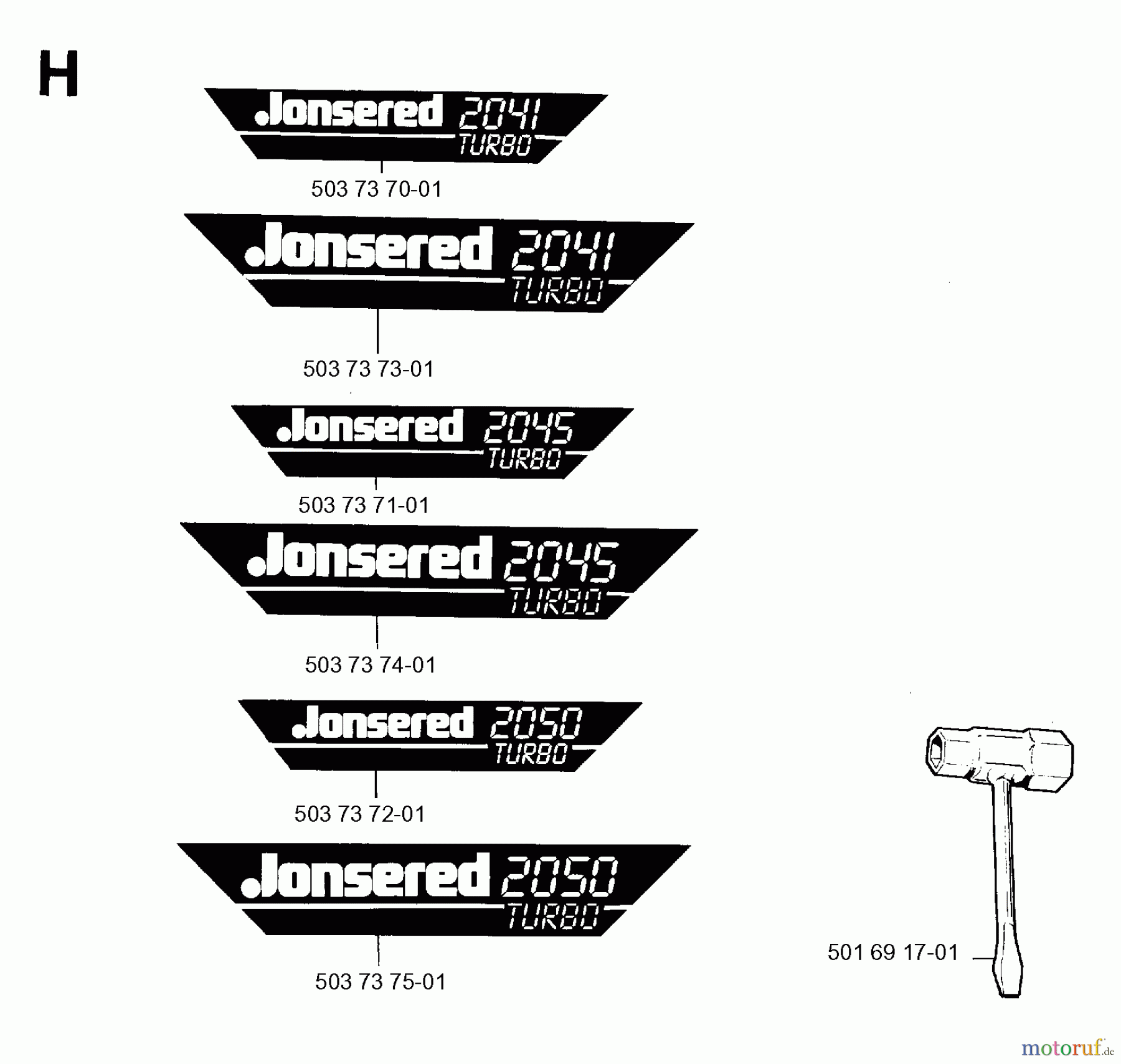  Jonsered Motorsägen 2041 - Jonsered Chainsaw (1996-05) DECALS