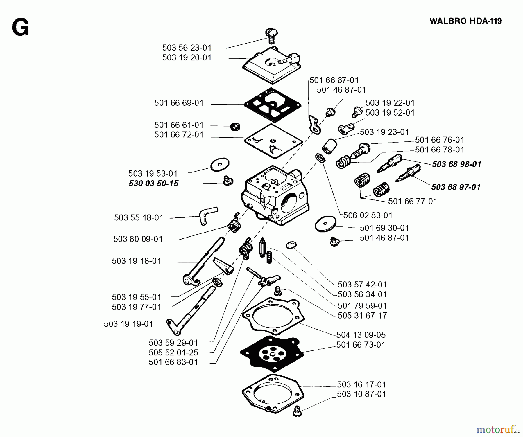  Jonsered Motorsägen 2054 - Jonsered Chainsaw (1993-05) CARBURETOR DETAILS