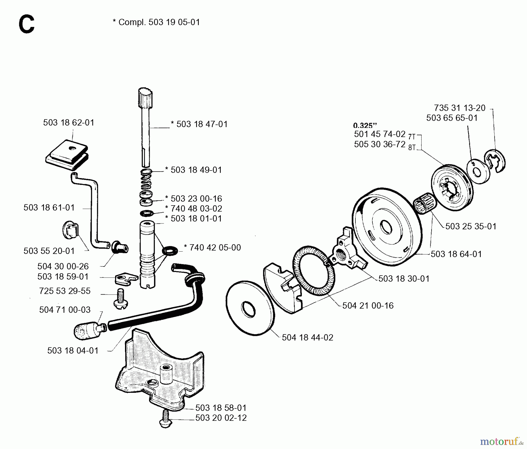  Jonsered Motorsägen 2054 - Jonsered Chainsaw (1993-05) CLUTCH OIL PUMP
