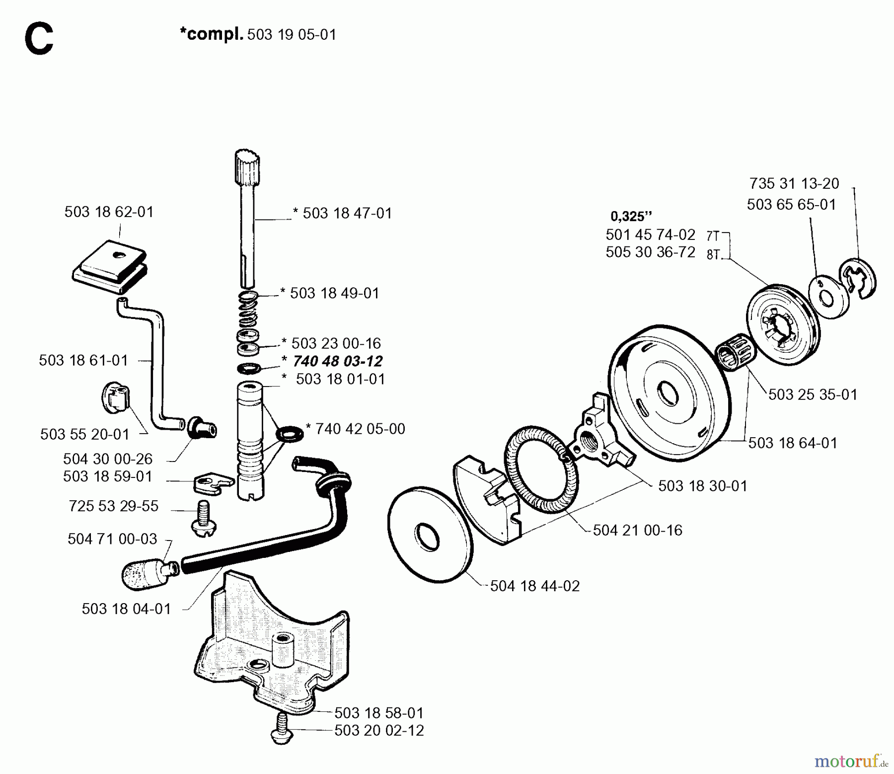  Jonsered Motorsägen 2055 - Jonsered Chainsaw (1994-05) CLUTCH OIL PUMP