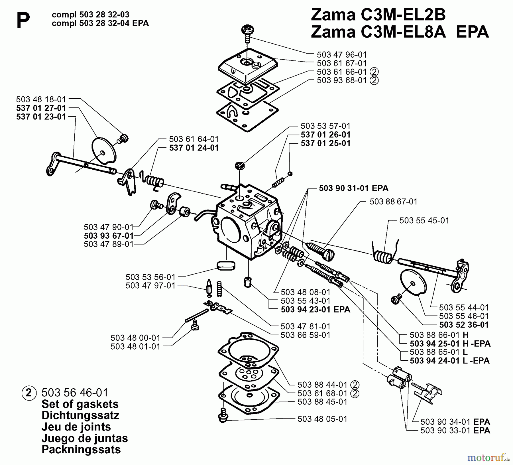  Jonsered Motorsägen 2065 EPA - Jonsered Chainsaw (1999-03) CARBURETOR DETAILS