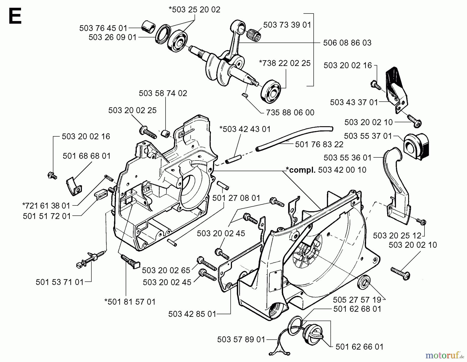  Jonsered Motorsägen 2077 - Jonsered Chainsaw (1998-03) CRANKCASE