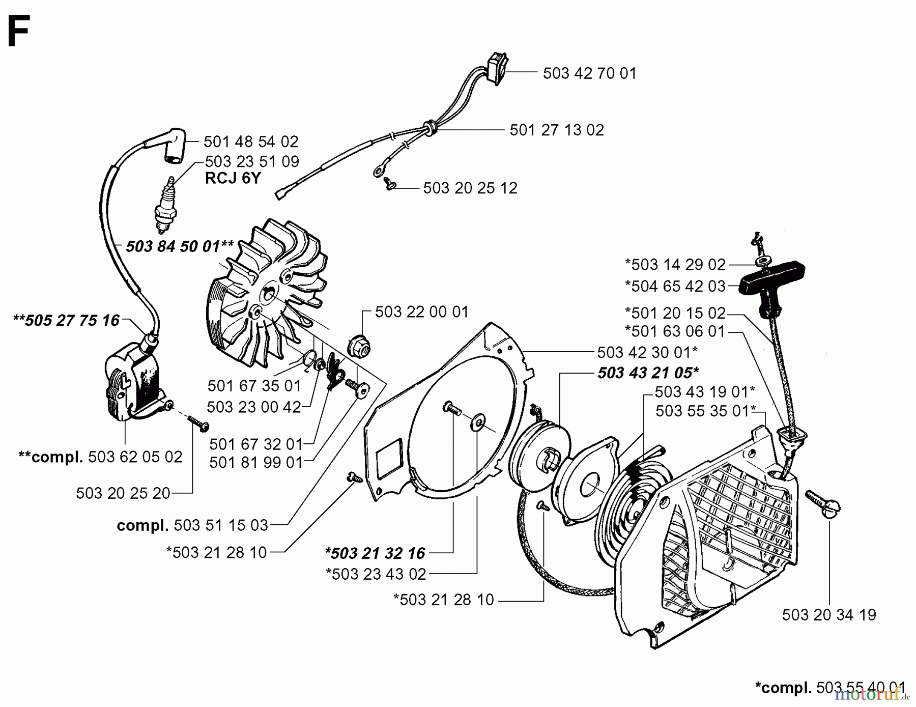  Jonsered Motorsägen 2077 - Jonsered Chainsaw (1998-03) STARTER
