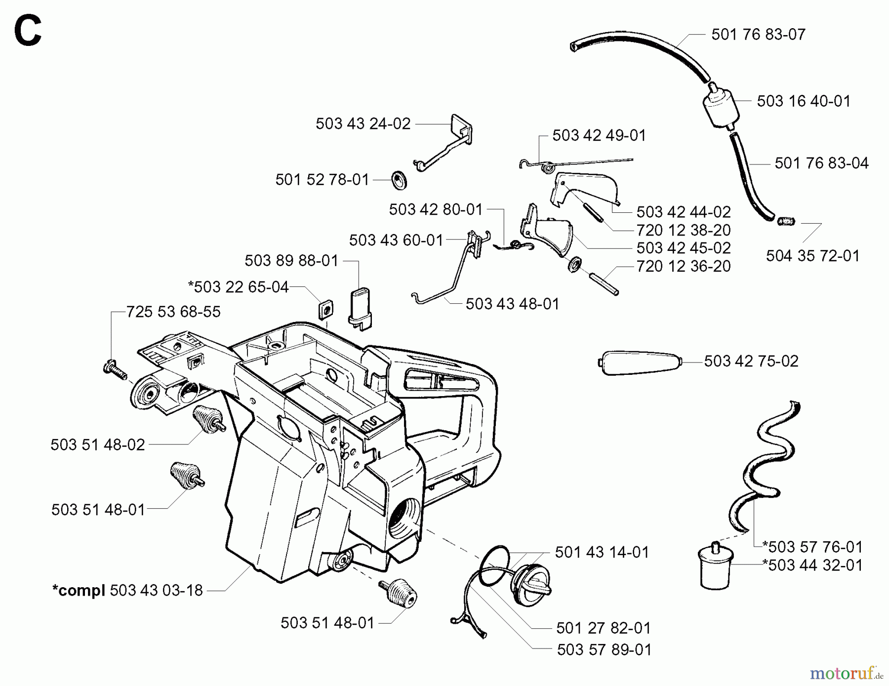  Jonsered Motorsägen 2077 - Jonsered Chainsaw (2001-10) HANDLE