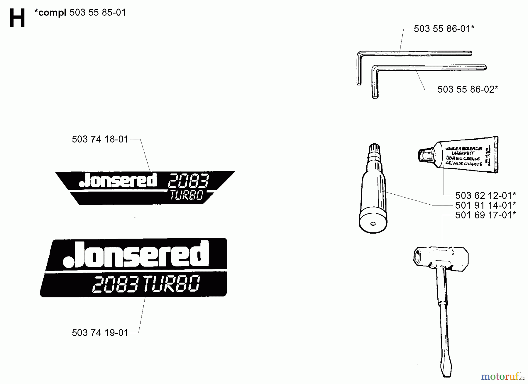  Jonsered Motorsägen 2083 II EPA - Jonsered Chainsaw (2001-10) DECALS #2