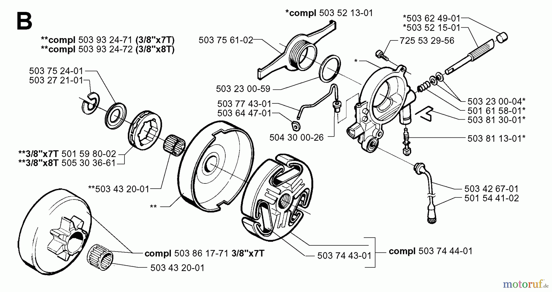  Jonsered Motorsägen 2165 - Jonsered Chainsaw (2000-04) CLUTCH OIL PUMP