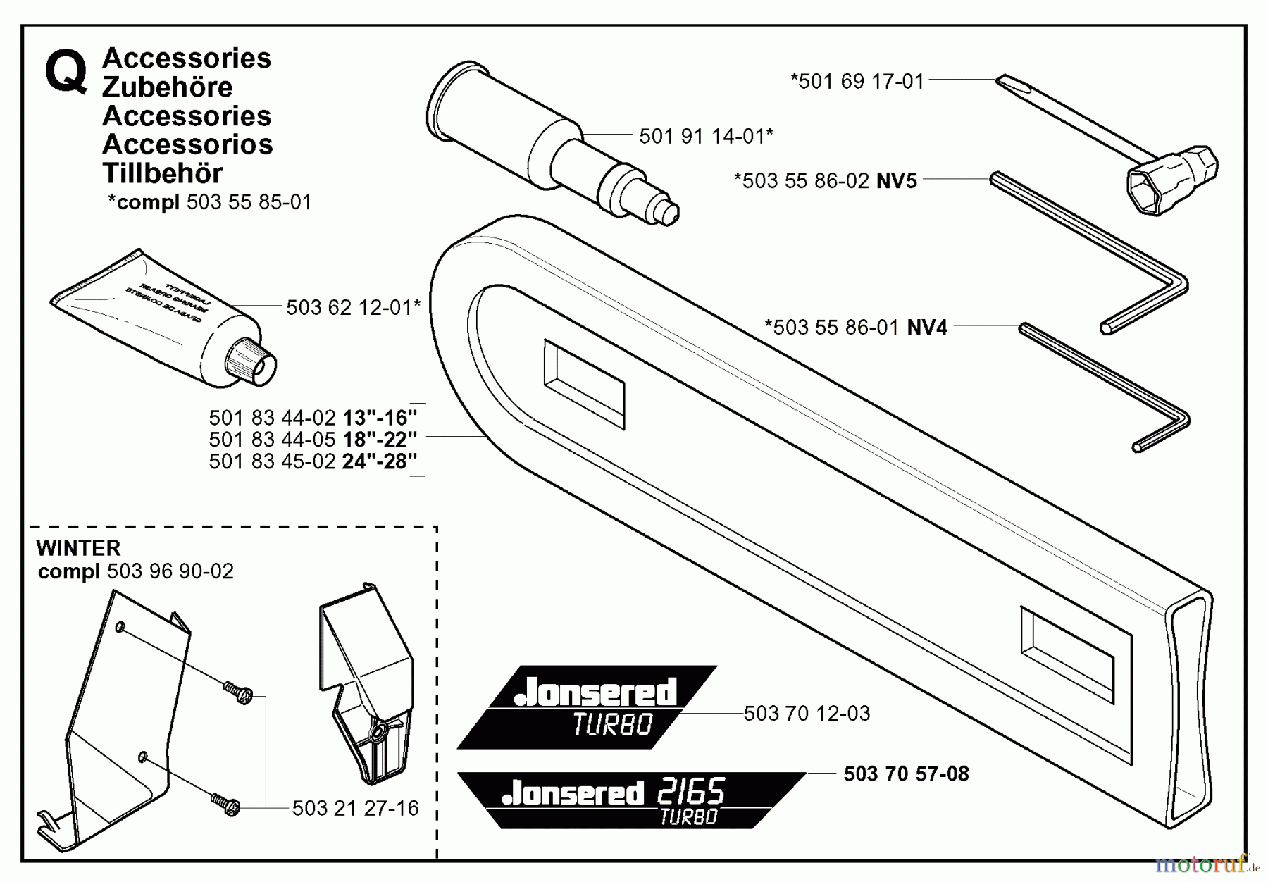  Jonsered Motorsägen 2165 EPA - Jonsered Chainsaw (2002-01) ACCESSORIES