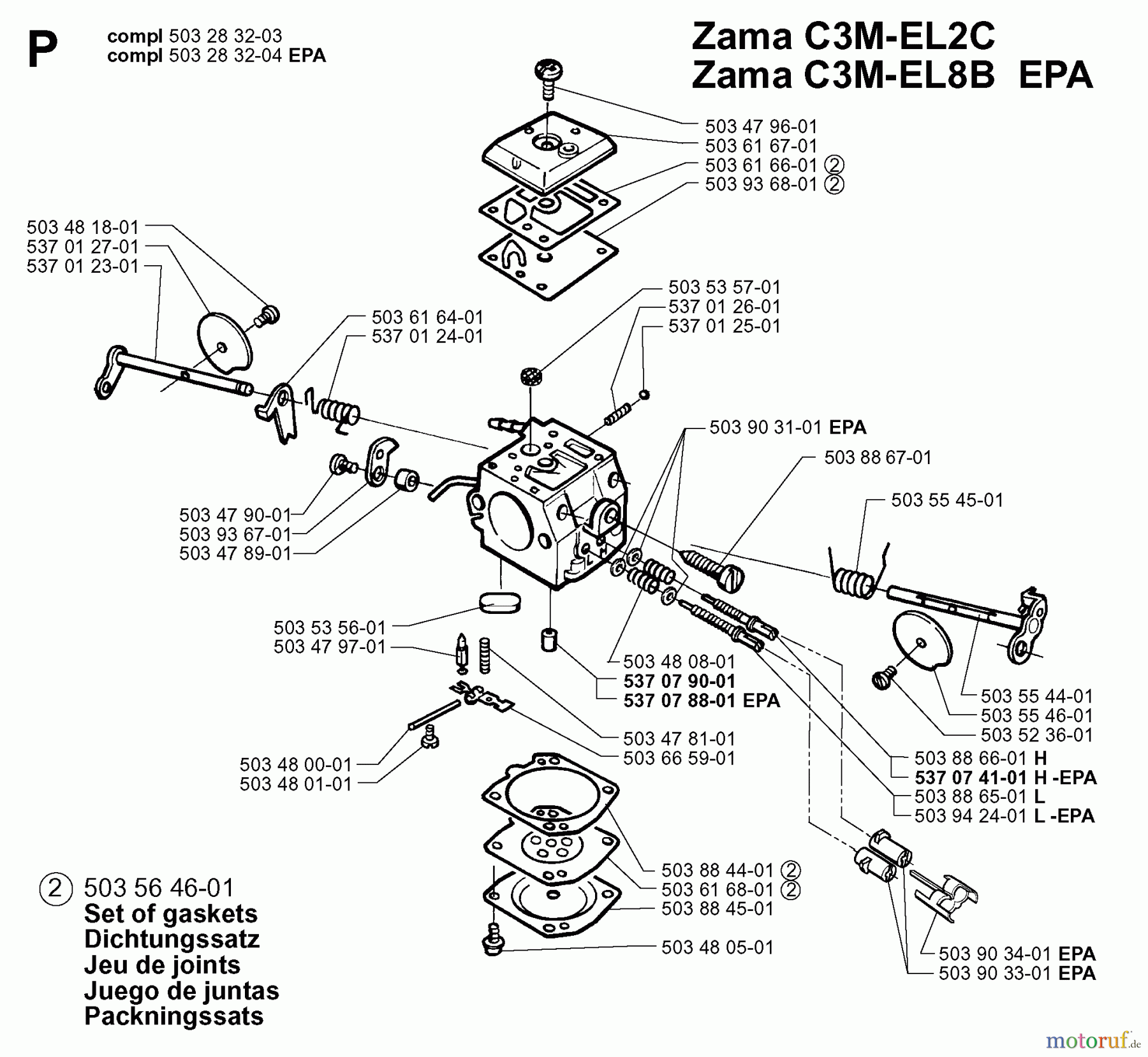  Jonsered Motorsägen 2165 EPA - Jonsered Chainsaw (2000-04) CARBURETOR DETAILS