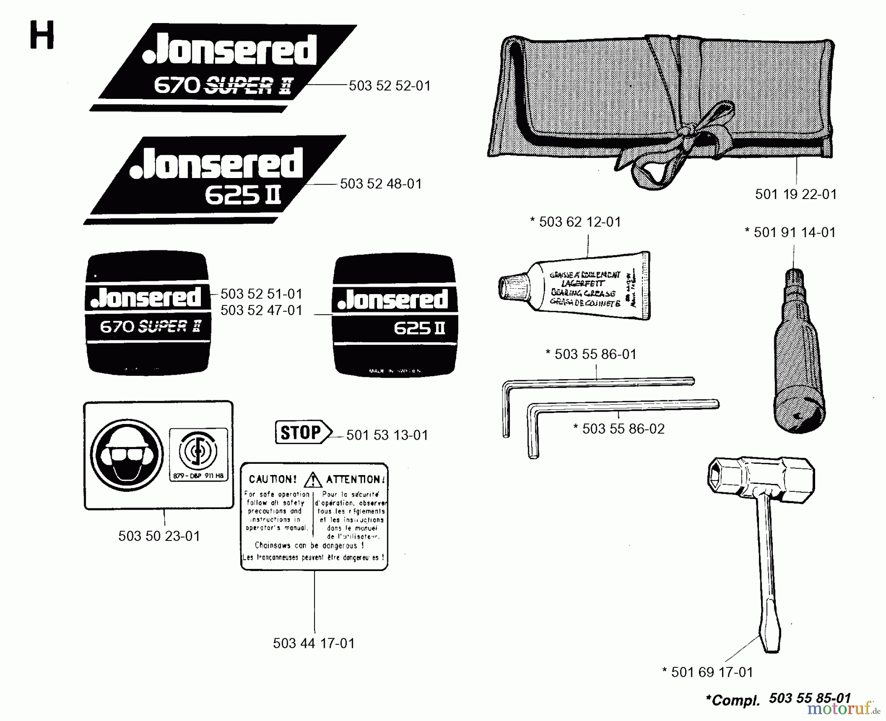  Jonsered Motorsägen 670 SUPER II - Jonsered Chainsaw (1993-06) ACCESSORIES #1
