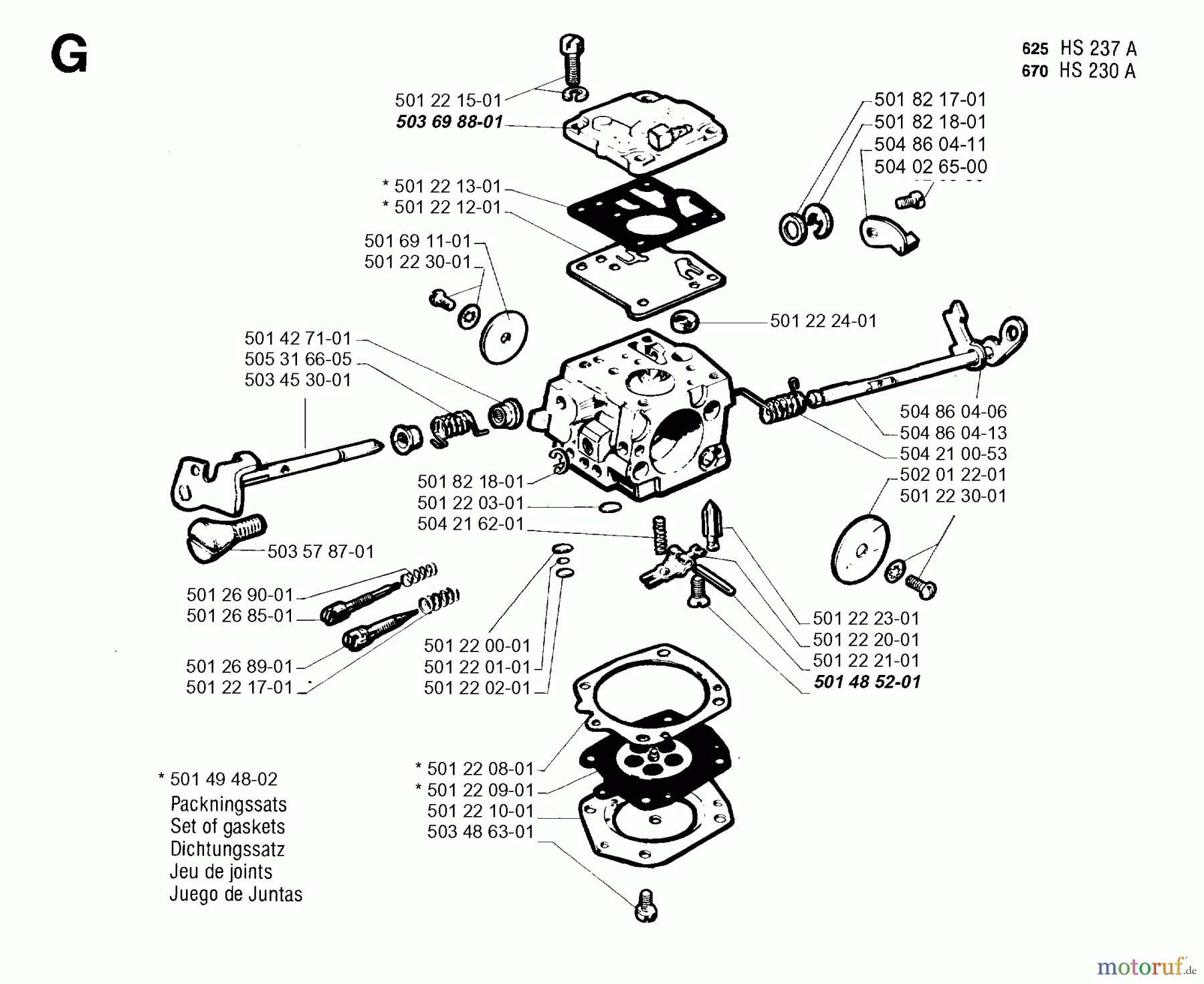  Jonsered Motorsägen 625 - Jonsered Chainsaw (1993-06) CARBURETOR DETAILS