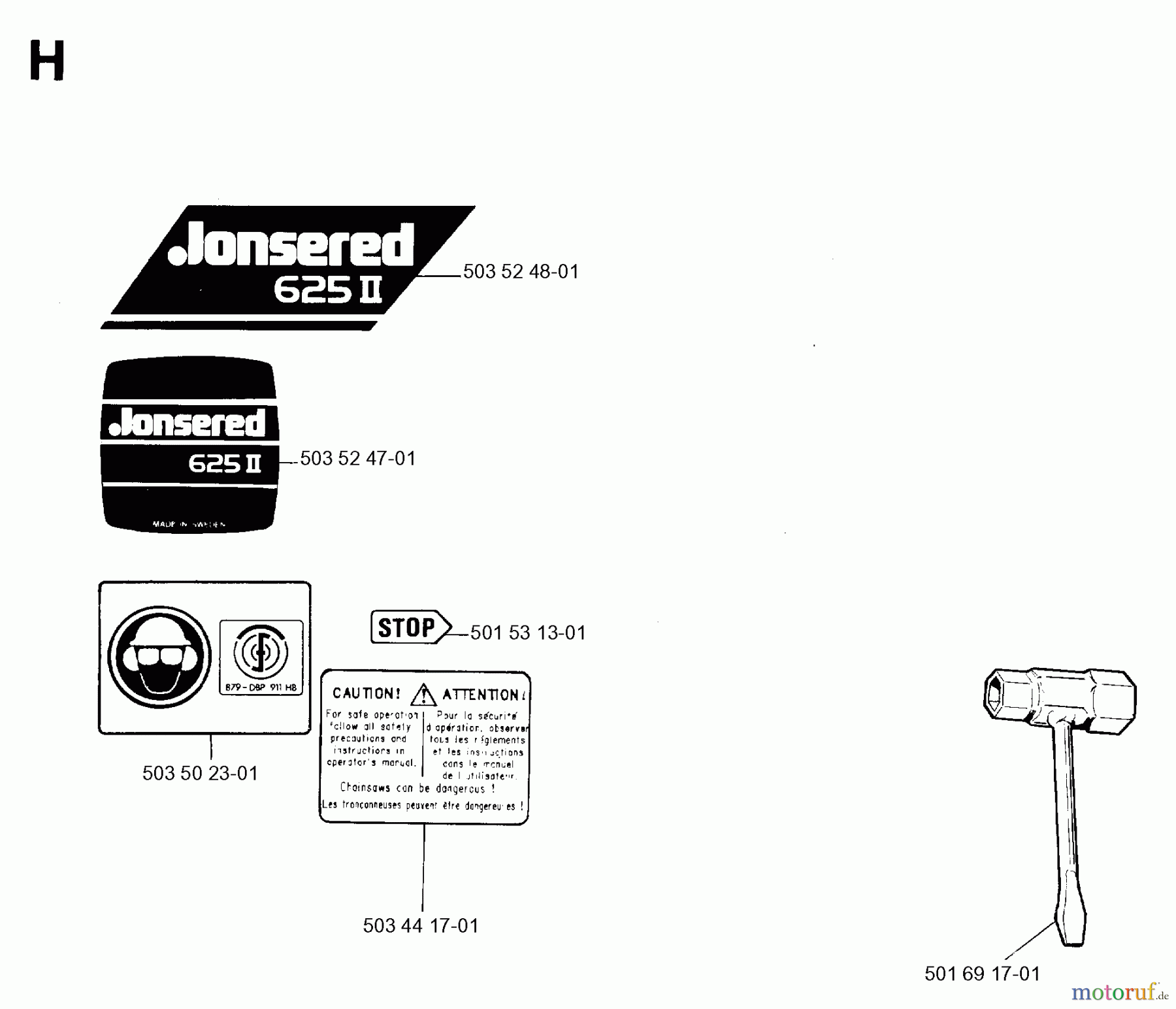  Jonsered Motorsägen 625 - Jonsered Chainsaw (1994-05) ACCESSORIES #2