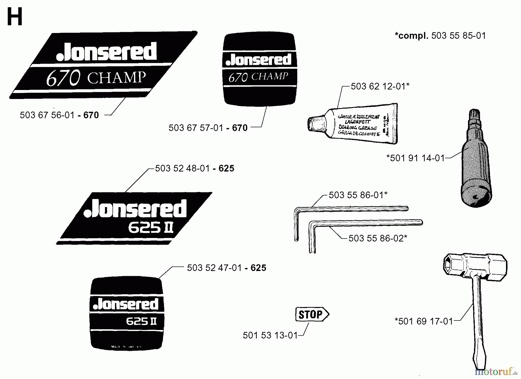  Jonsered Motorsägen 625 - Jonsered Chainsaw (1999-02) ACCESSORIES #1