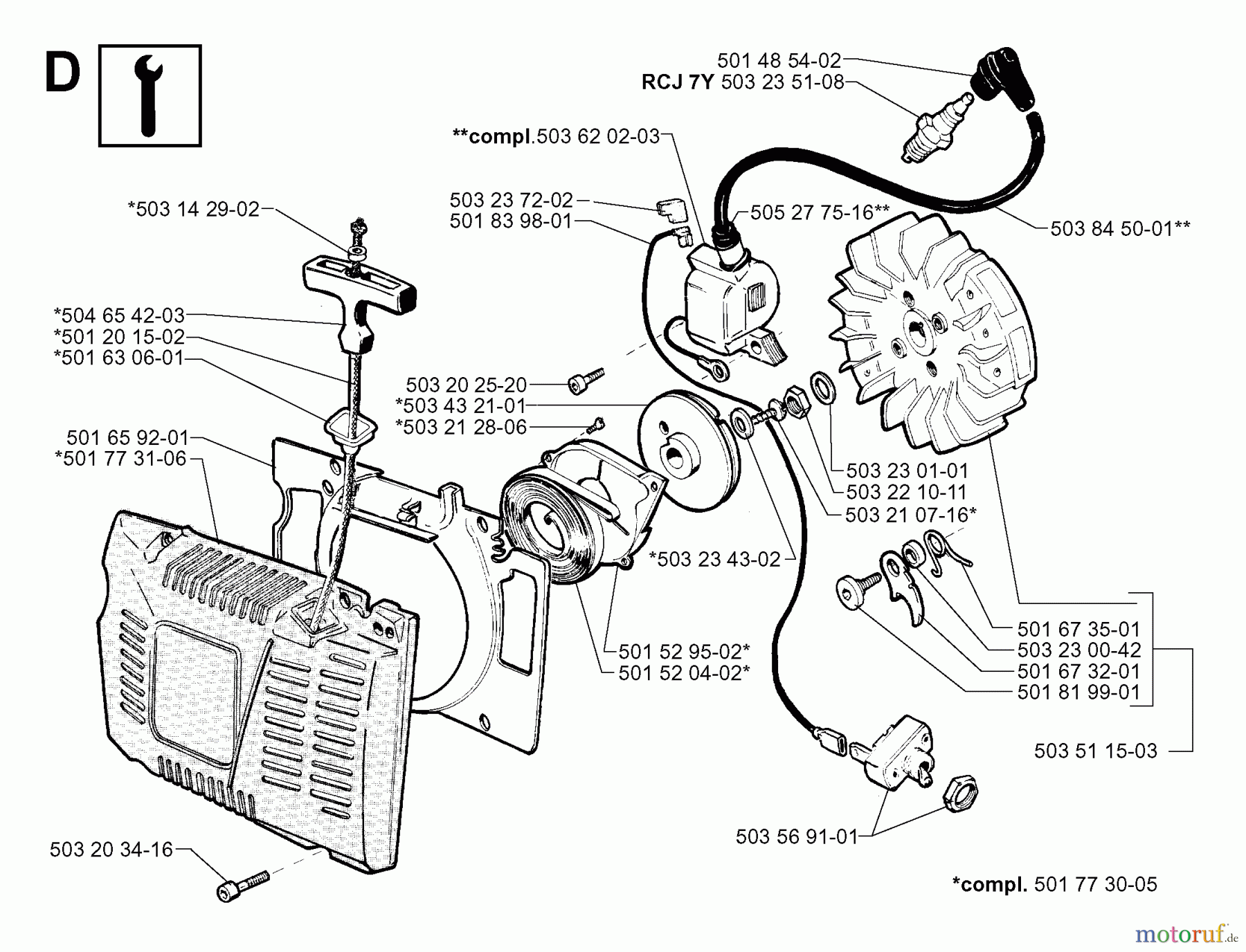  Jonsered Motorsägen 625 - Jonsered Chainsaw (1999-02) STARTER