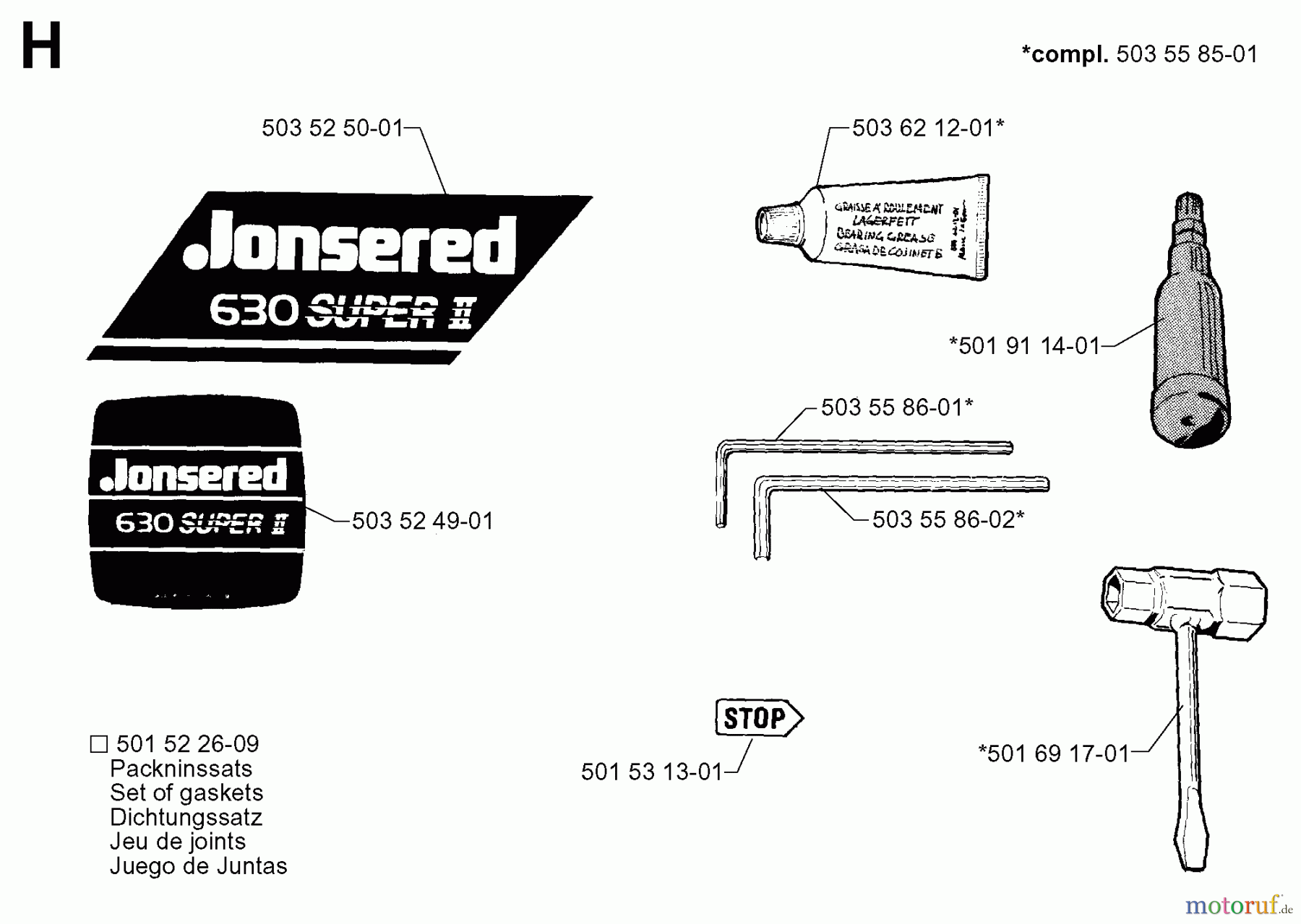  Jonsered Motorsägen 630 SUPER II - Jonsered Chainsaw (1999-02) ACCESSORIES #1