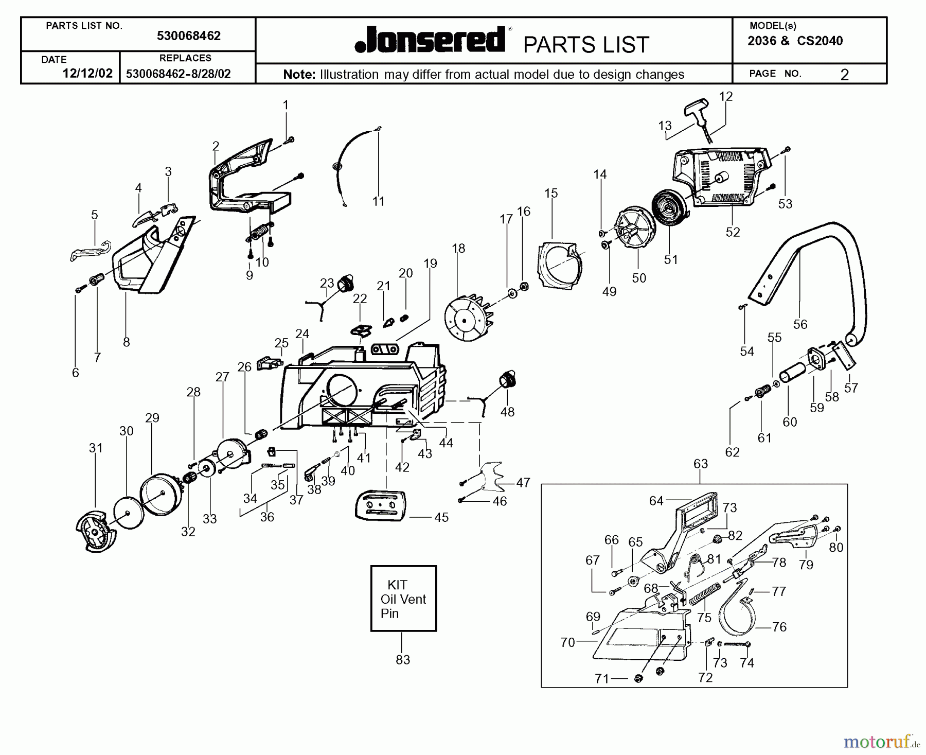  Jonsered Motorsägen CS2040 - Jonsered Chainsaw (2003-01) CRANKCASE