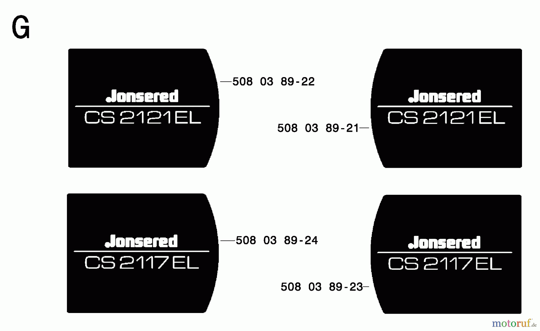  Jonsered Motorsägen CS2121EL - Jonsered Chainsaw (2005-01) DECALS #1