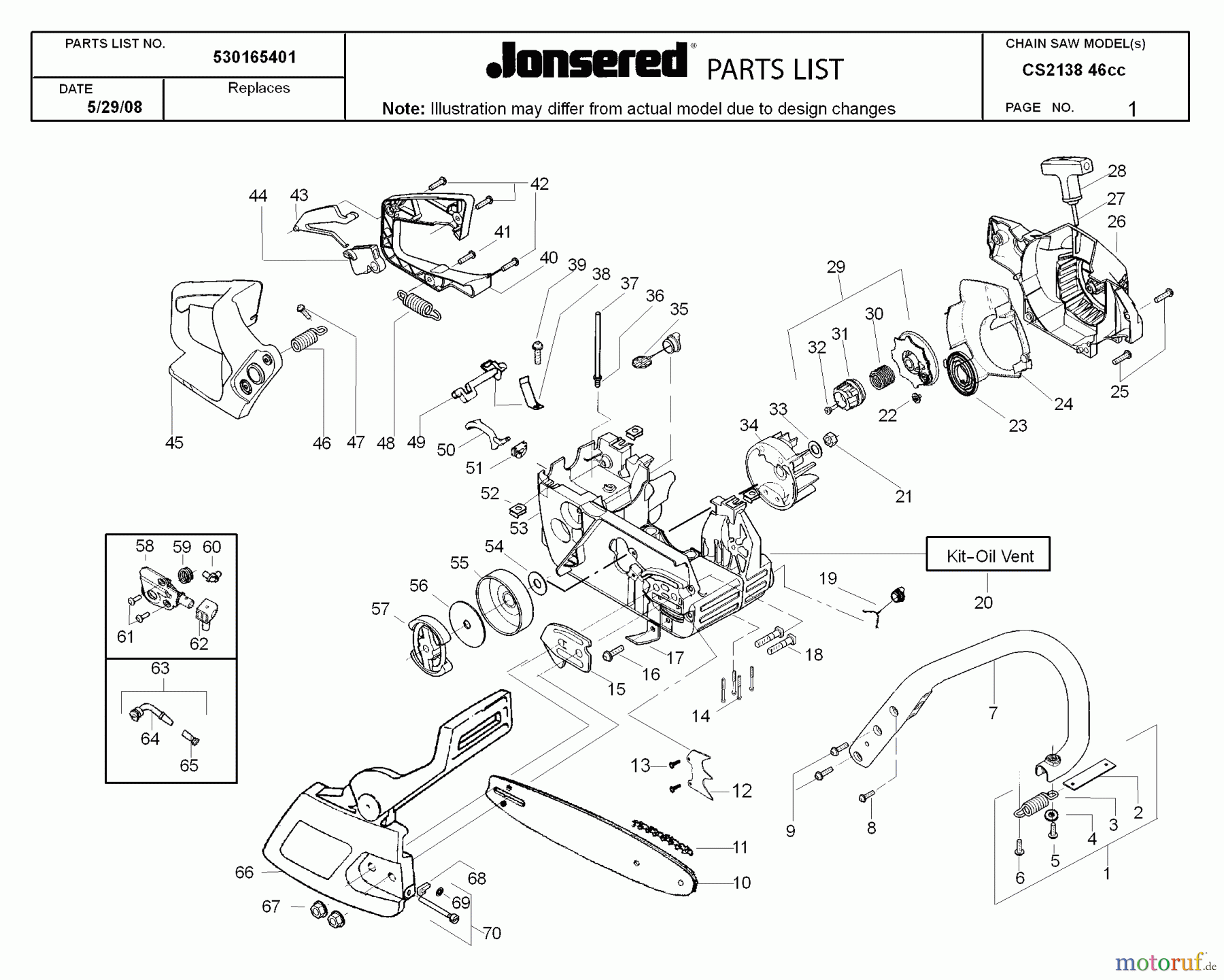  Jonsered Motorsägen CS2138 - Jonsered Chainsaw (2009-02) CRANKCASE