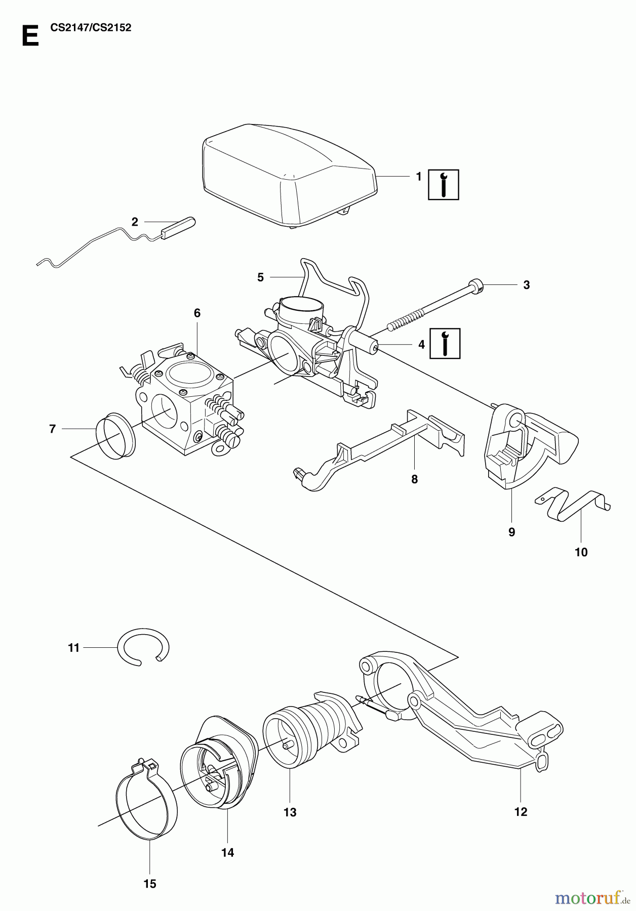  Jonsered Motorsägen CS2152 - Jonsered Chainsaw (2007-04) CARBURETOR AIR FILTER