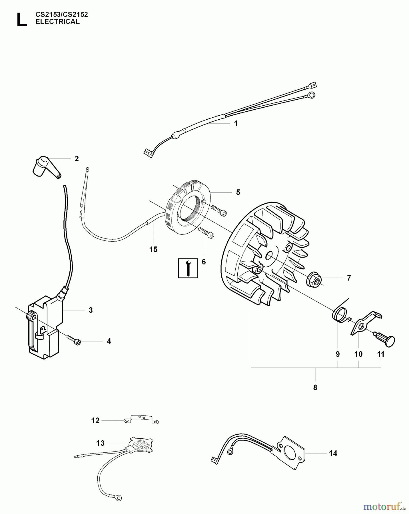  Jonsered Motorsägen CS2152 - Jonsered Chainsaw (2009-02) ELECTRICAL