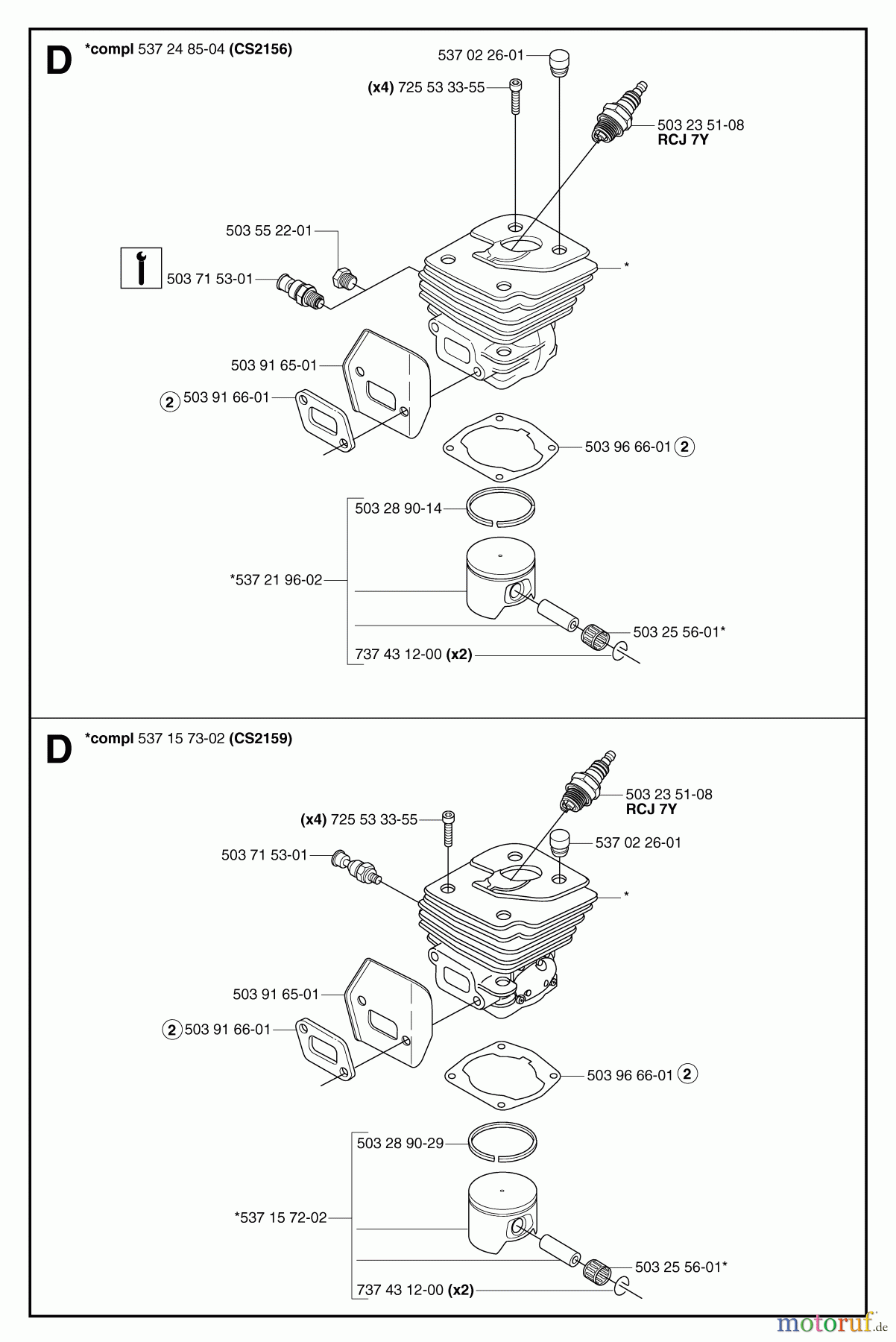  Jonsered Motorsägen CS2159 - Jonsered Chainsaw (2007-03) CYLINDER PISTON #1