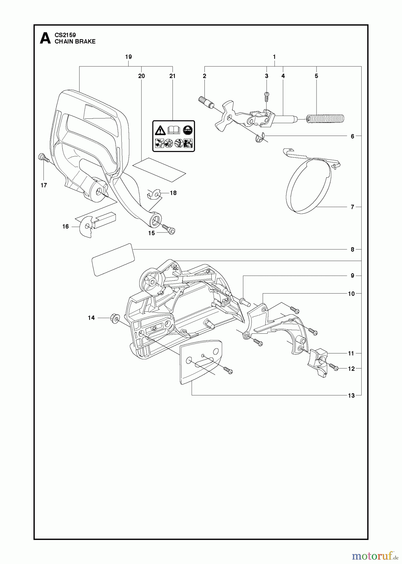  Jonsered Motorsägen CS2159 - Jonsered Chainsaw (2011-05) CHAIN BRAKE