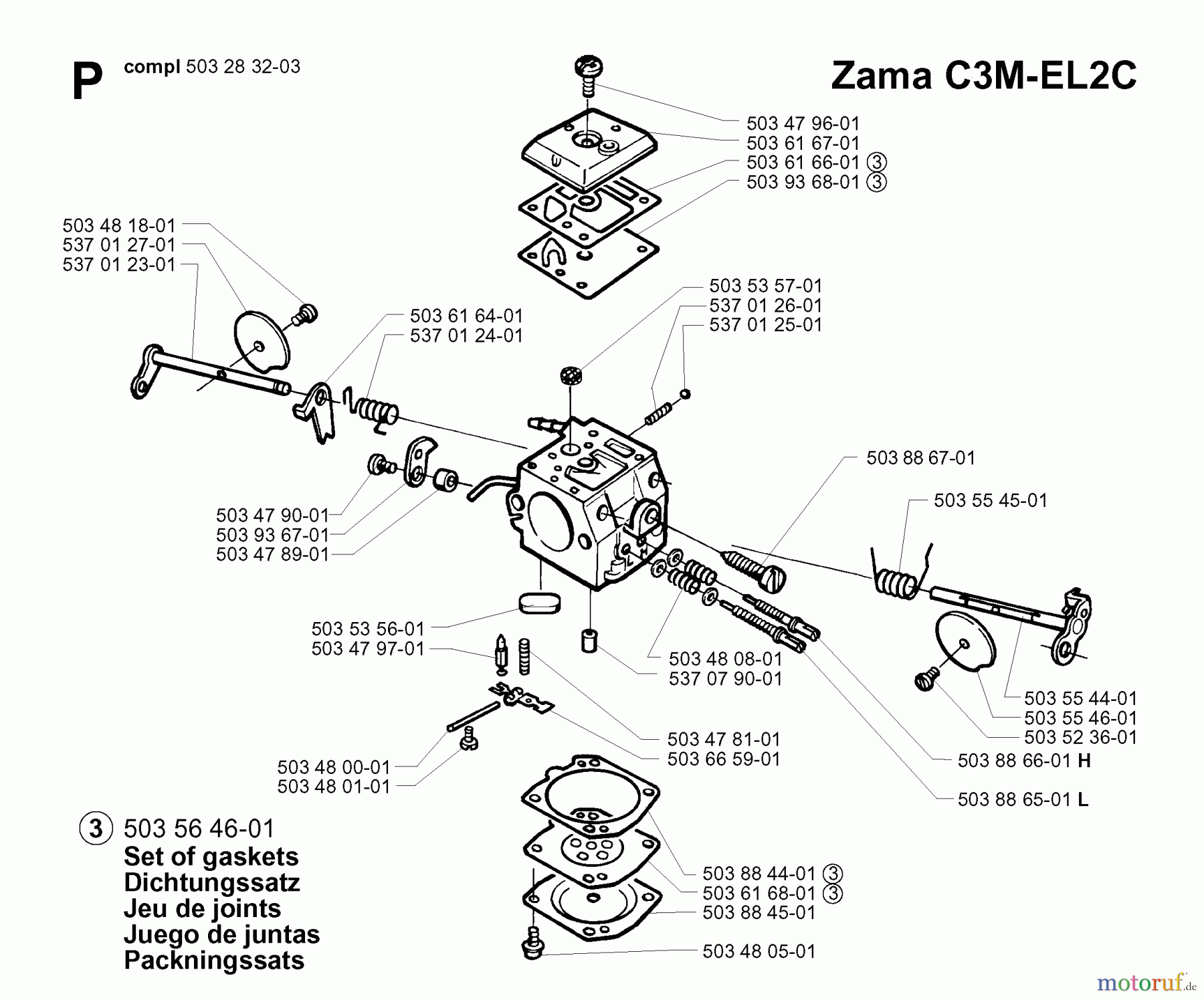  Jonsered Motorsägen CS2165 EPA - Jonsered Chainsaw (2003-06) CARBURETOR DETAILS #2