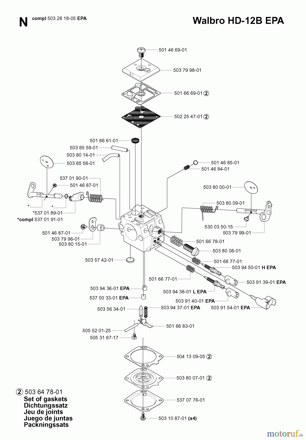  Jonsered Motorsägen CS2165 - Jonsered Chainsaw (2003-06) CARBURETOR DETAILS #2