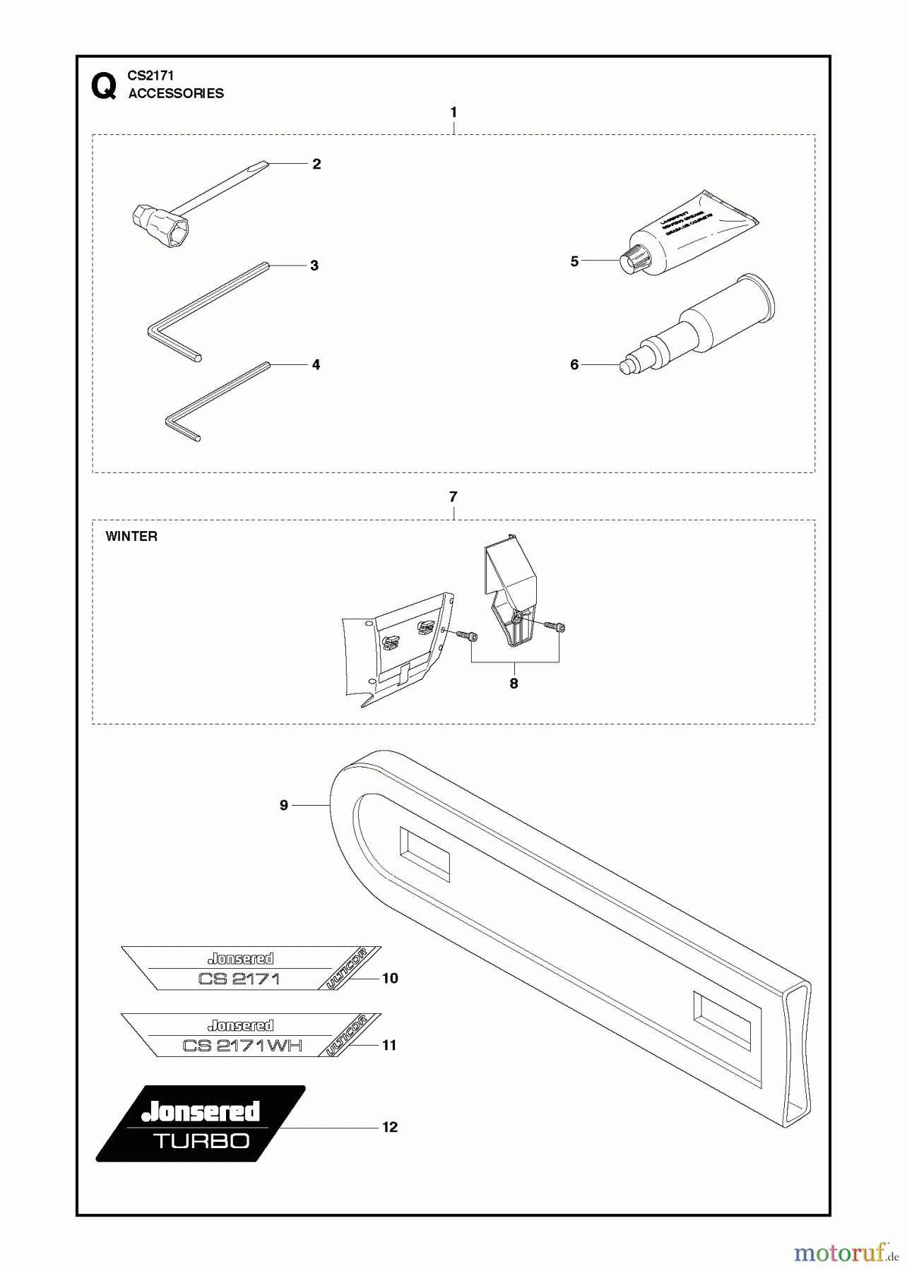  Jonsered Motorsägen CS2171 - Jonsered Chainsaw (2010-05) ACCESSORIES