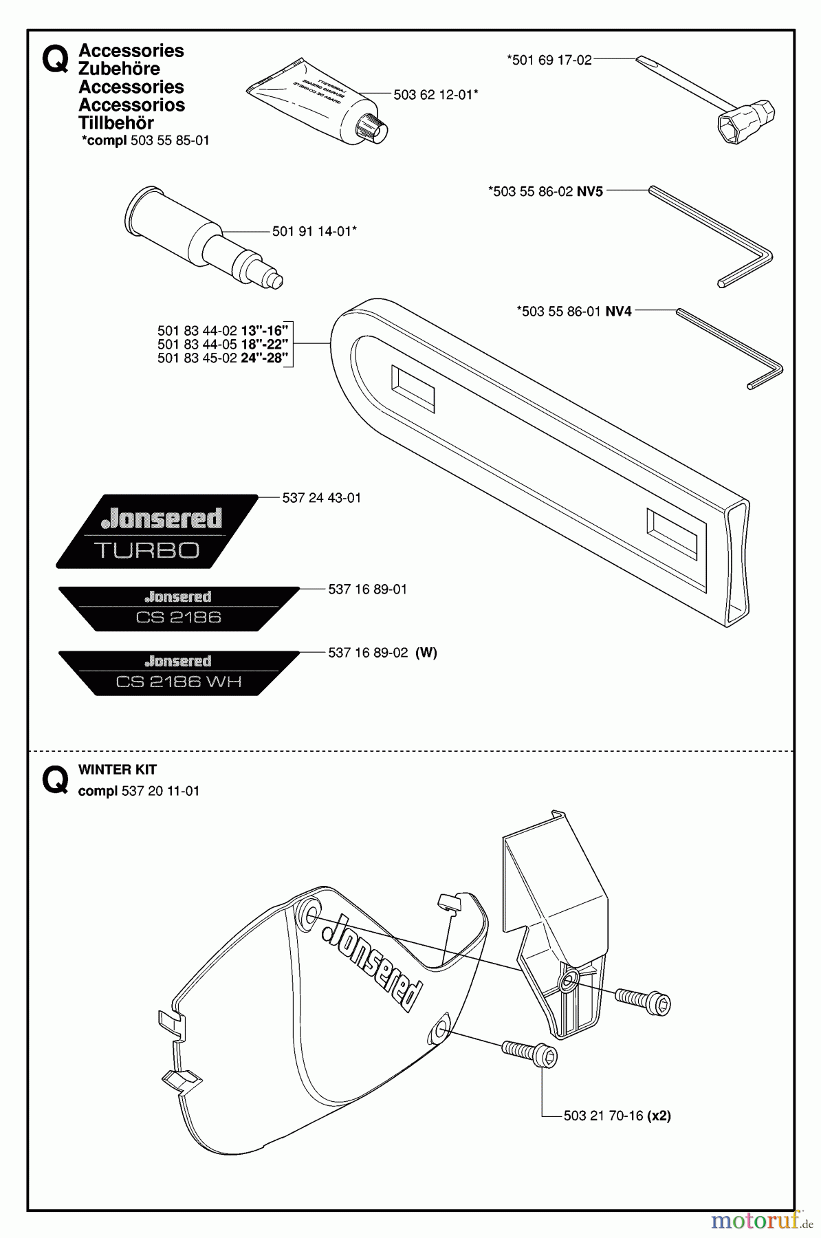  Jonsered Motorsägen CS2186 - Jonsered Chainsaw (2007-01) ACCESSORIES