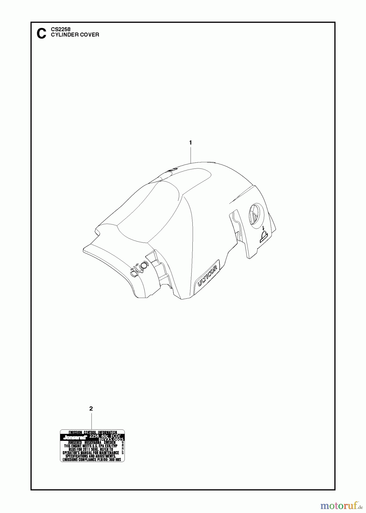  Jonsered Motorsägen CS2258 - Jonsered Chainsaw (2012-05) CYLINDER COVER