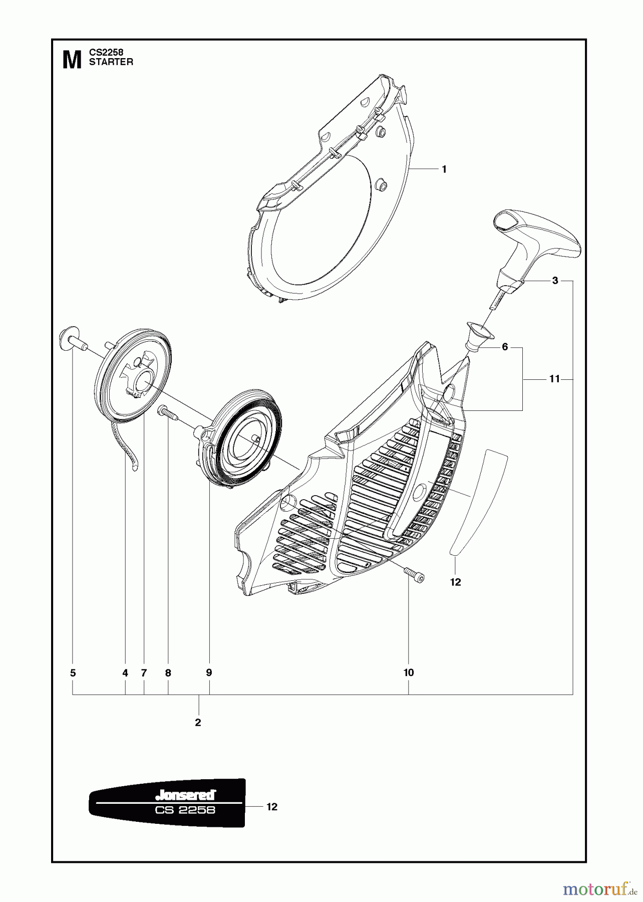  Jonsered Motorsägen CS2258 - Jonsered Chainsaw (2012-05) STARTER