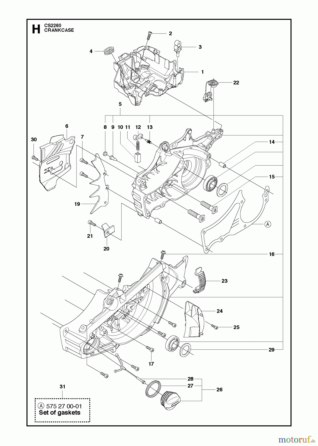  Jonsered Motorsägen CS2260 - Jonsered Chainsaw (2012-05) CRANKCASE