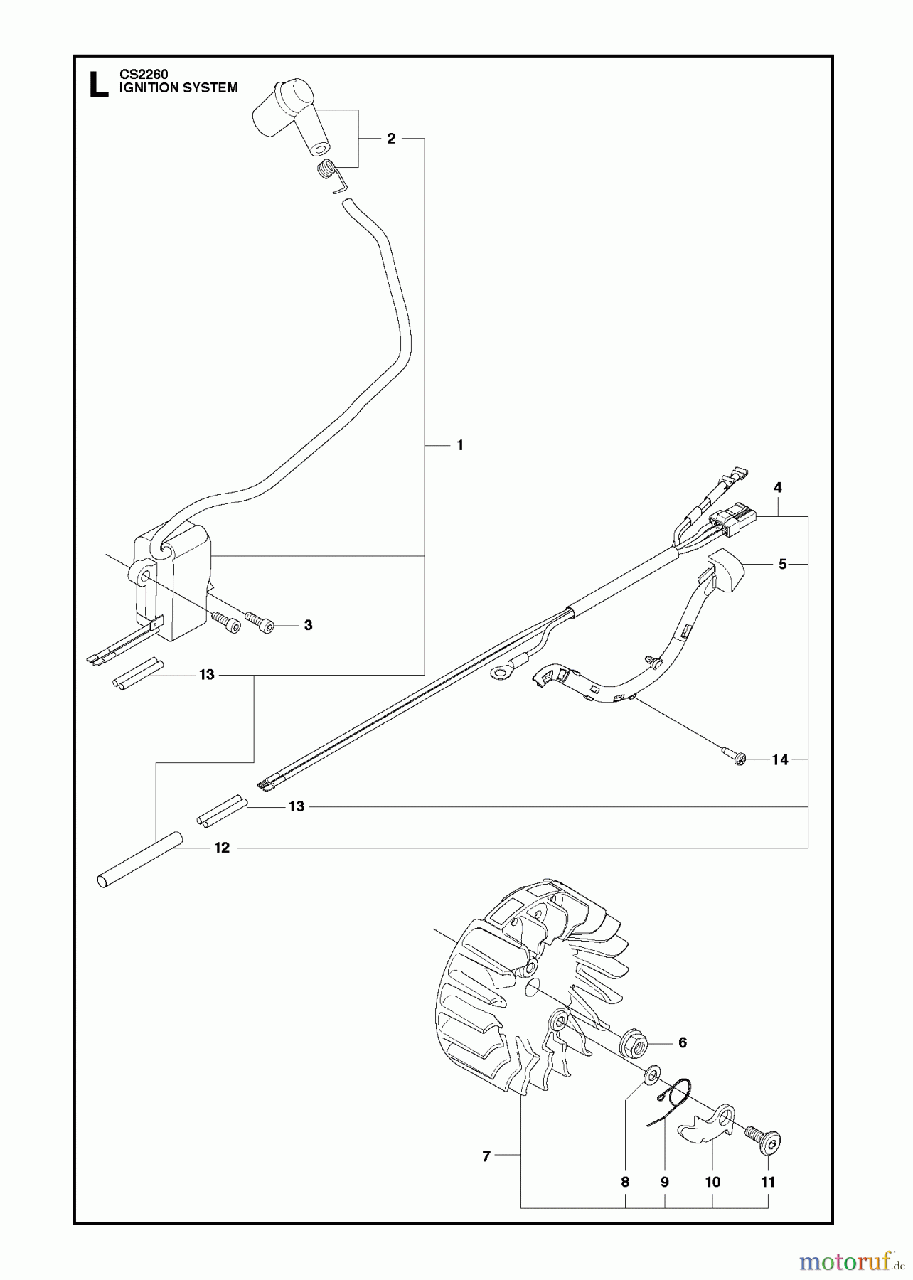  Jonsered Motorsägen CS2260 - Jonsered Chainsaw (2012-05) IGNITION SYSTEM