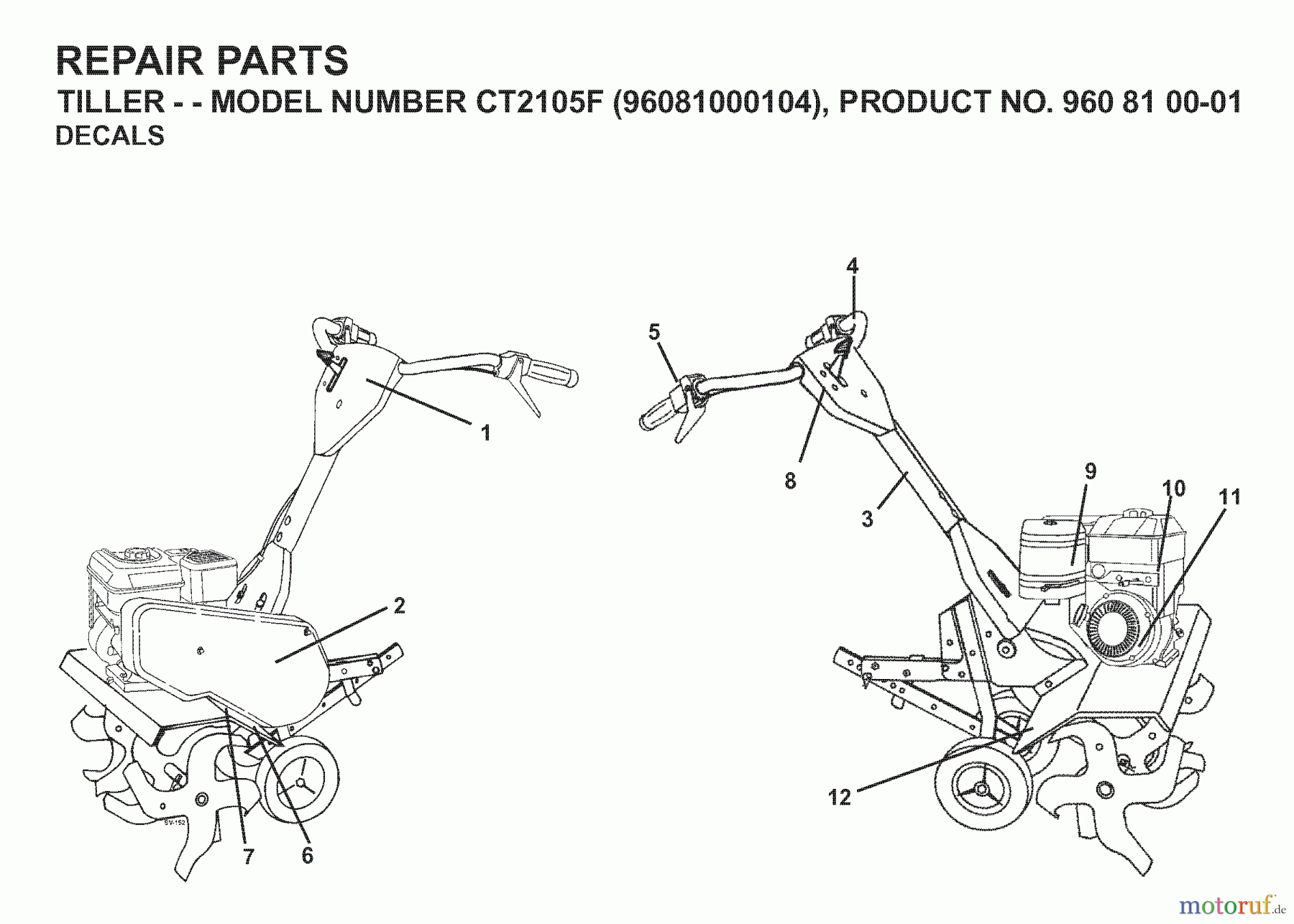  Jonsered Motorhacken / Kultivierer CT2105F (96081000104) - Jonsered Cultivator (2008-04) DECALS