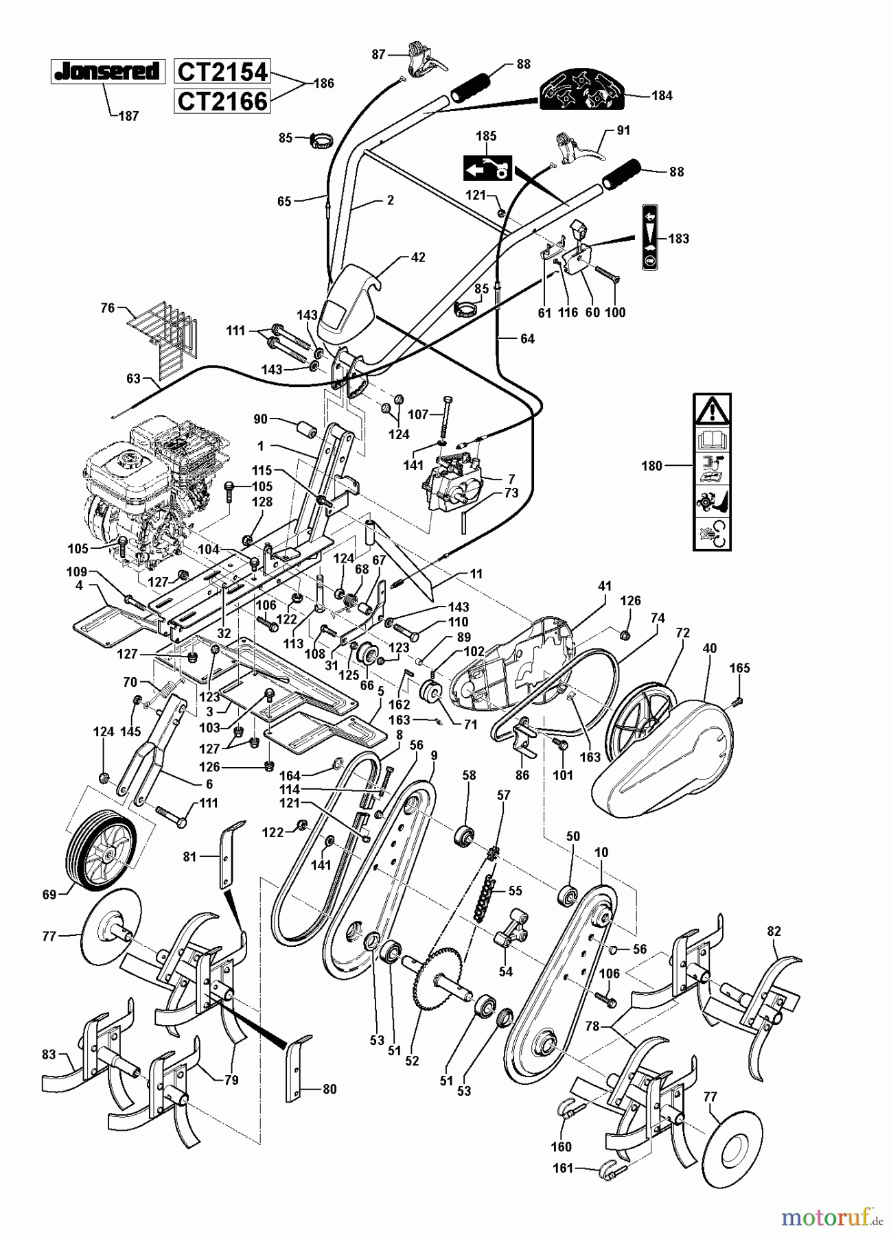  Jonsered Motorhacken / Kultivierer CT2154 (965896701) - Jonsered Cultivator (2010-10) PRODUCT COMPLETE