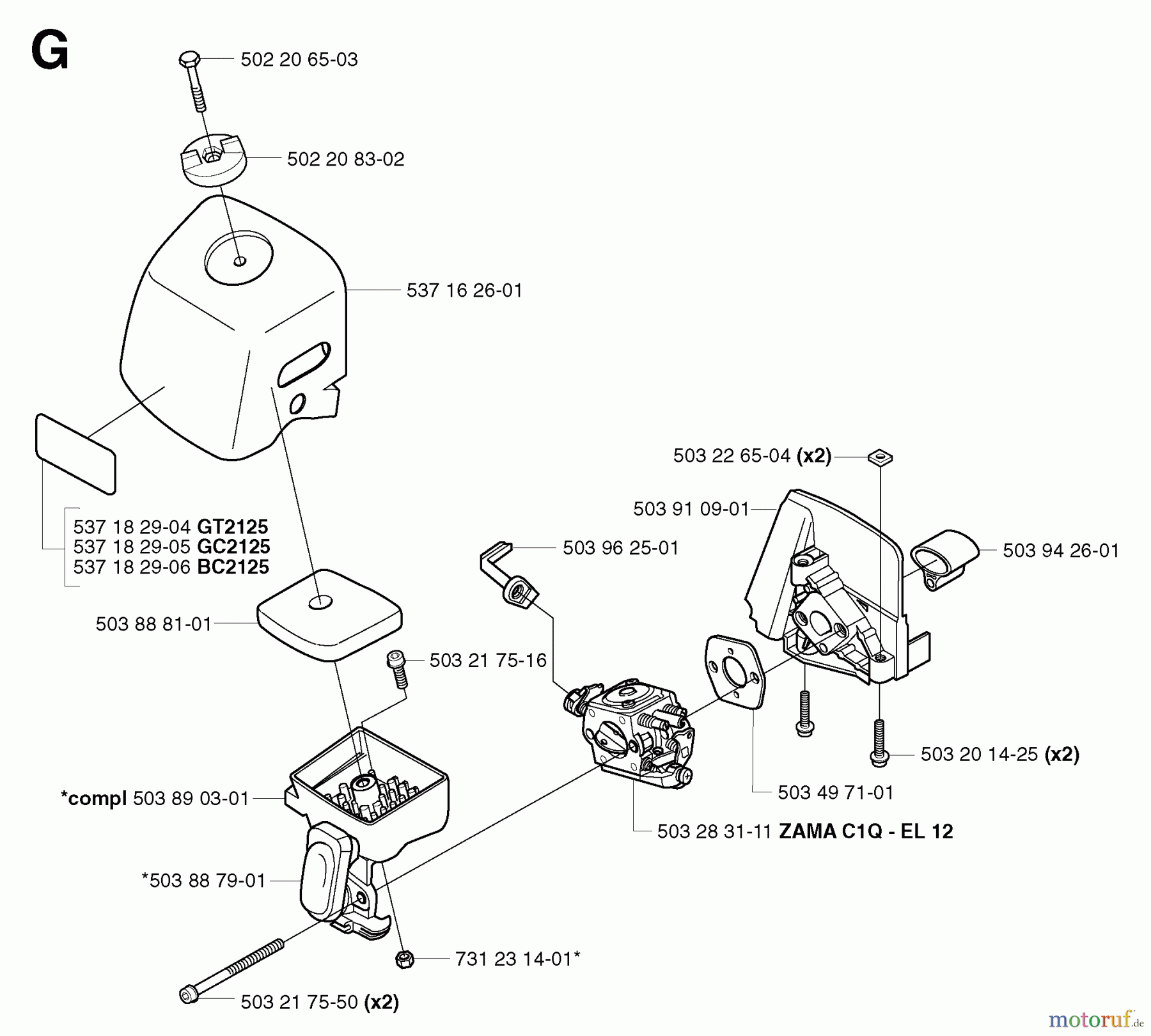  Jonsered Motorsensen, Trimmer GC2125 - Jonsered String/Brush Trimmer (2003-03) CARBURETOR AIR FILTER