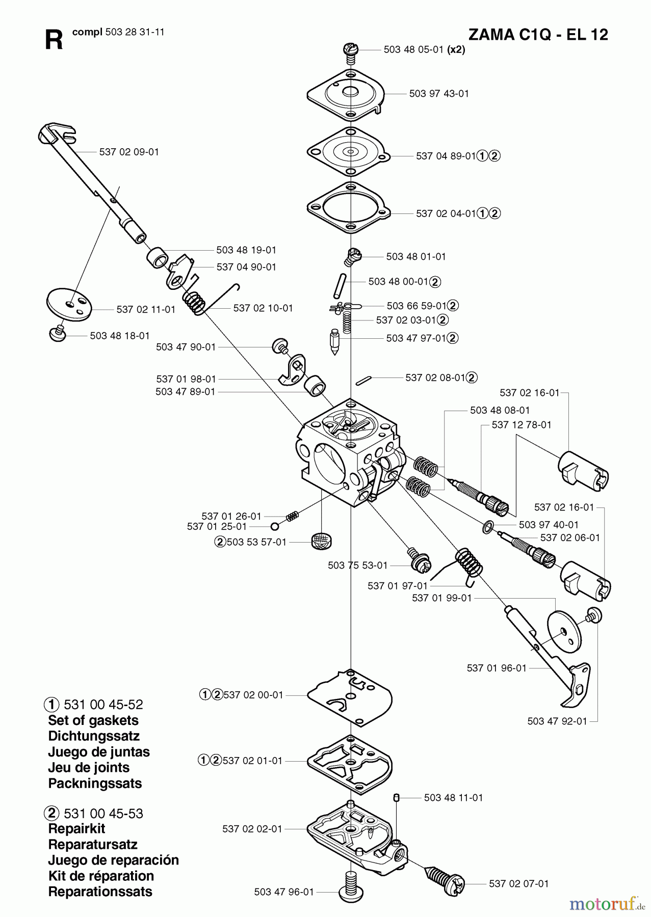  Jonsered Motorsensen, Trimmer BC2125 - Jonsered Brushcutter (2003-03) CARBURETOR DETAILS