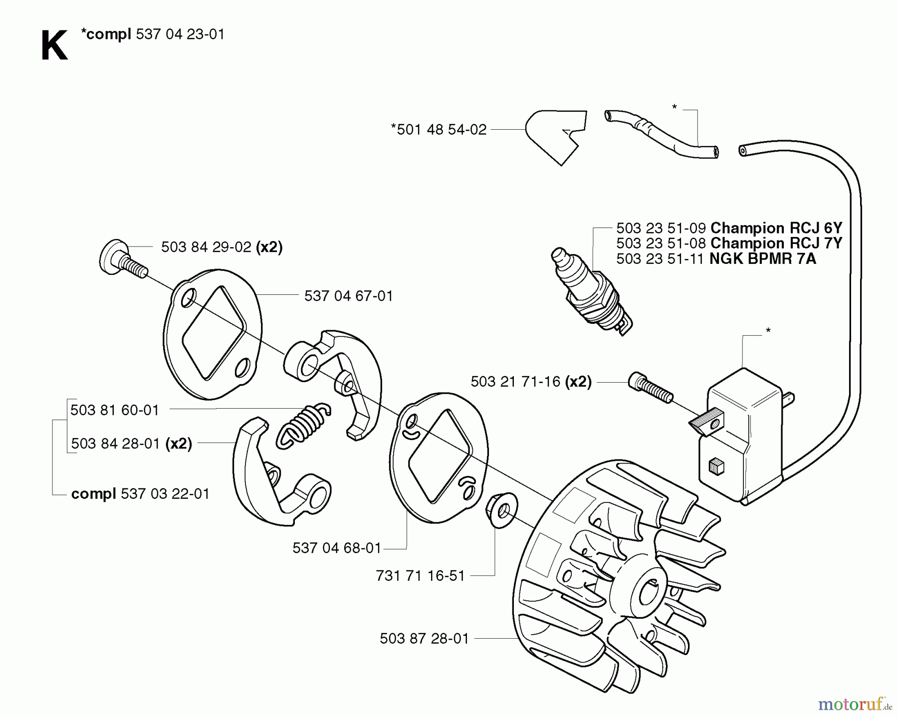  Jonsered Motorsensen, Trimmer BC2125 - Jonsered Brushcutter (2003-03) IGNITION SYSTEM CLUTCH