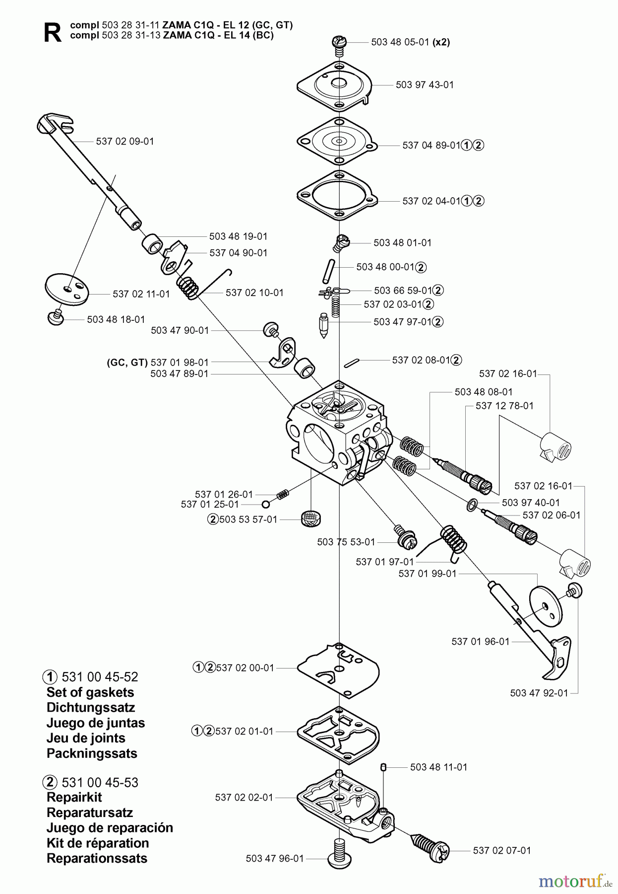  Jonsered Motorsensen, Trimmer GC2125 - Jonsered String/Brush Trimmer (2004-01) CARBURETOR DETAILS