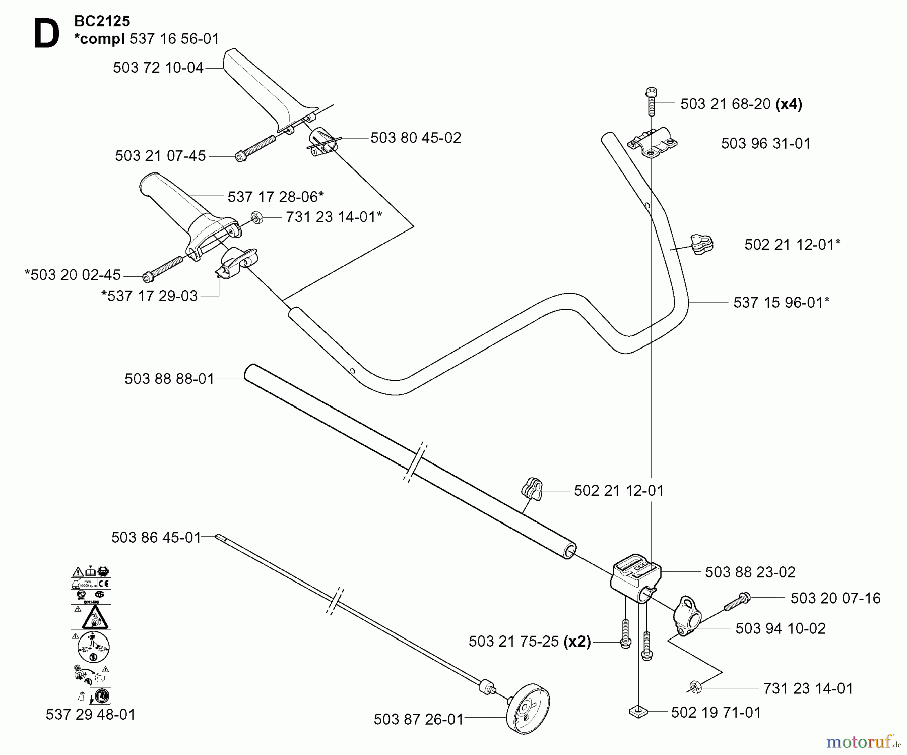  Jonsered Motorsensen, Trimmer BC2125 - Jonsered Brushcutter (2004-01) SHAFT HANDLE #2