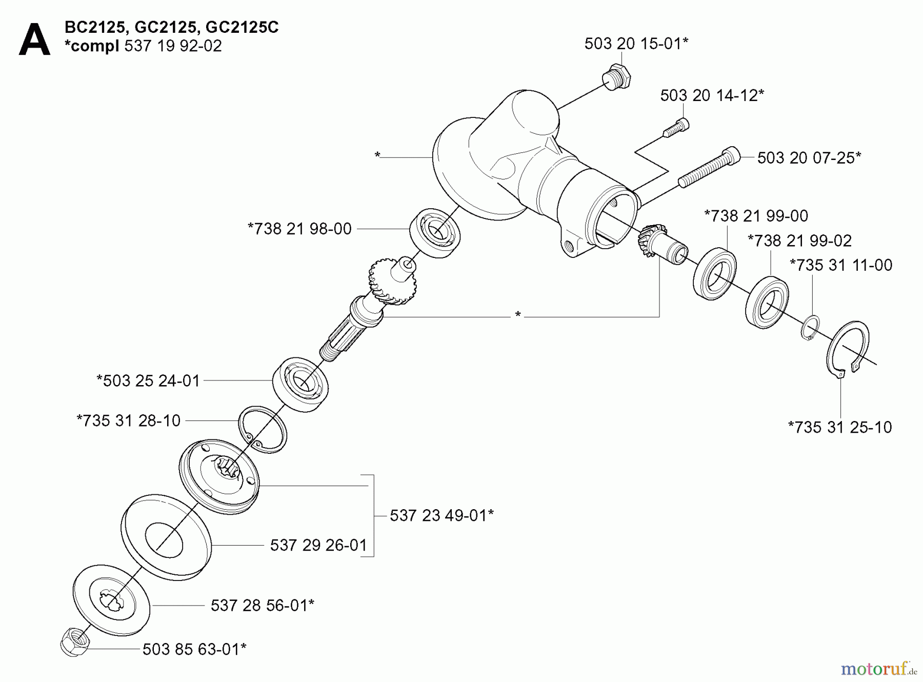  Jonsered Motorsensen, Trimmer GC2125C - Jonsered String/Brush Trimmer (2005-01) BEVEL GEAR