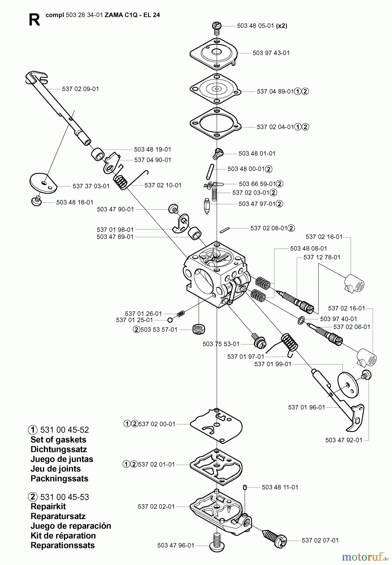  Jonsered Motorsensen, Trimmer BC2125 - Jonsered Brushcutter (2005-01) CARBURETOR DETAILS