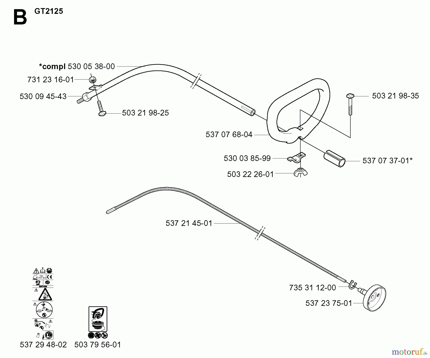  Jonsered Motorsensen, Trimmer GC2125 - Jonsered String/Brush Trimmer (2005-01) SHAFT HANDLE #1