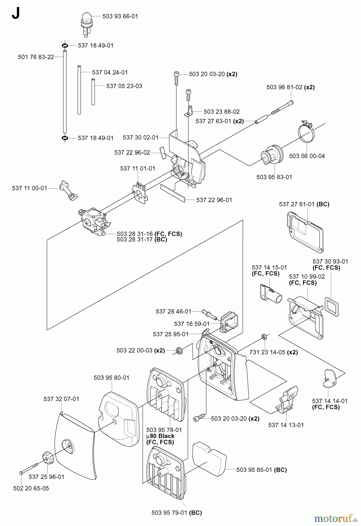  Jonsered Motorsensen, Trimmer BC2145 - Jonsered Brushcutter (2004-08) CARBURETOR AIR FILTER