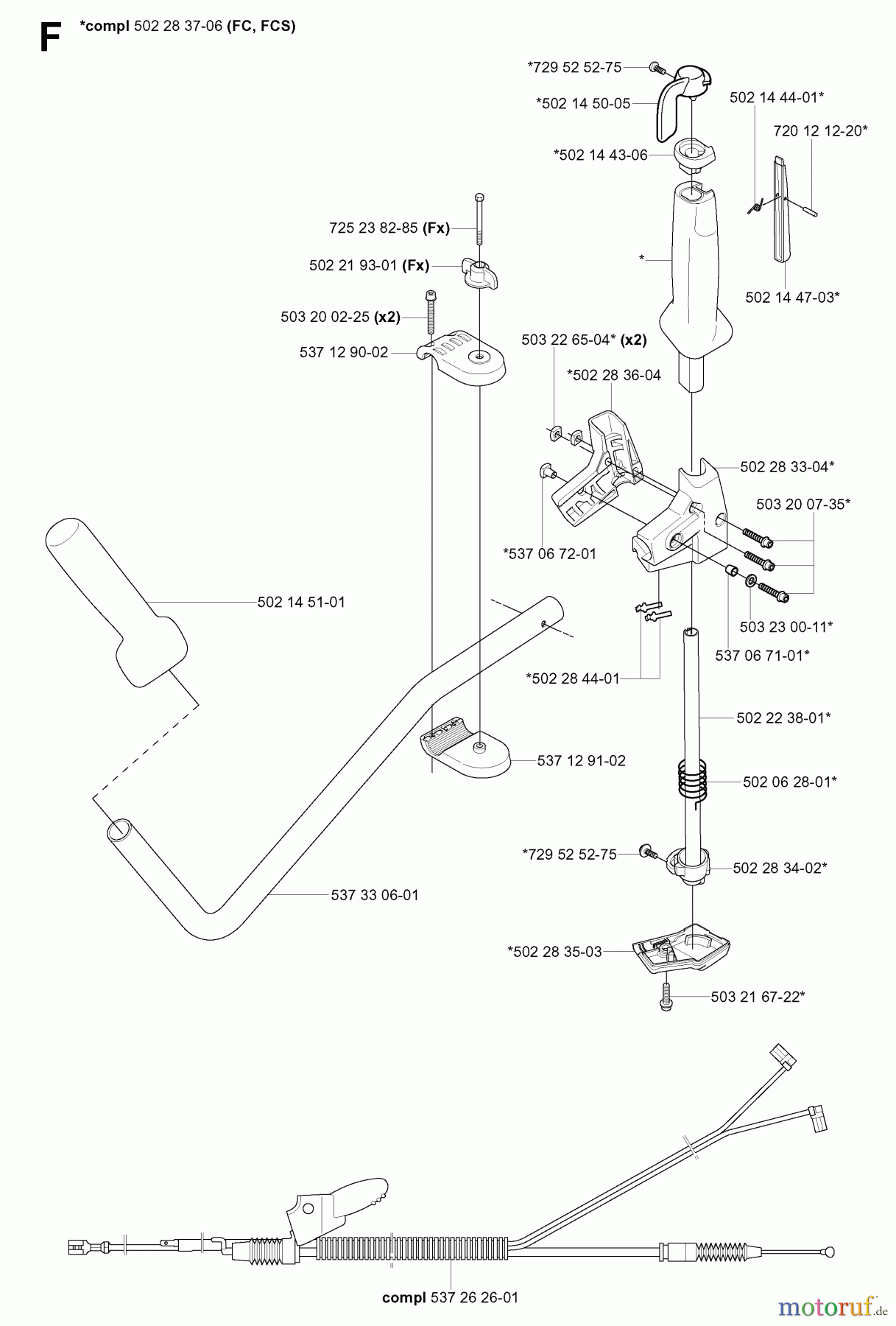  Jonsered Motorsensen, Trimmer BC2145 - Jonsered Brushcutter (2004-08) HANDLE CONTROLS #1