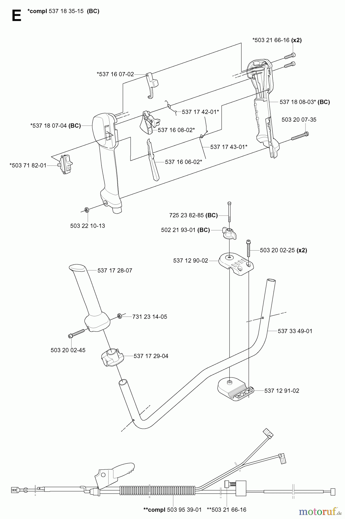  Jonsered Motorsensen, Trimmer BC2145 - Jonsered Brushcutter (2004-08) HANDLE CONTROLS #2