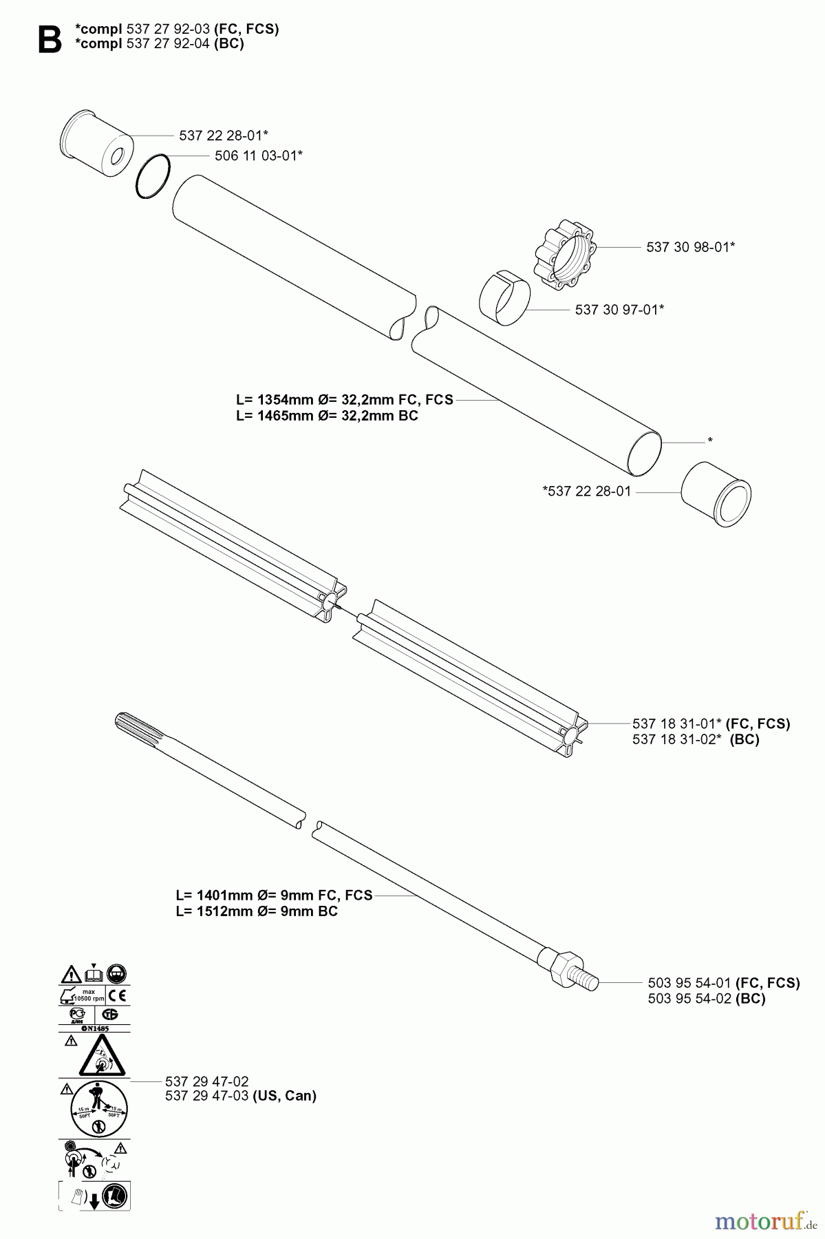  Jonsered Motorsensen, Trimmer BC2145 - Jonsered Brushcutter (2004-08) SHAFT