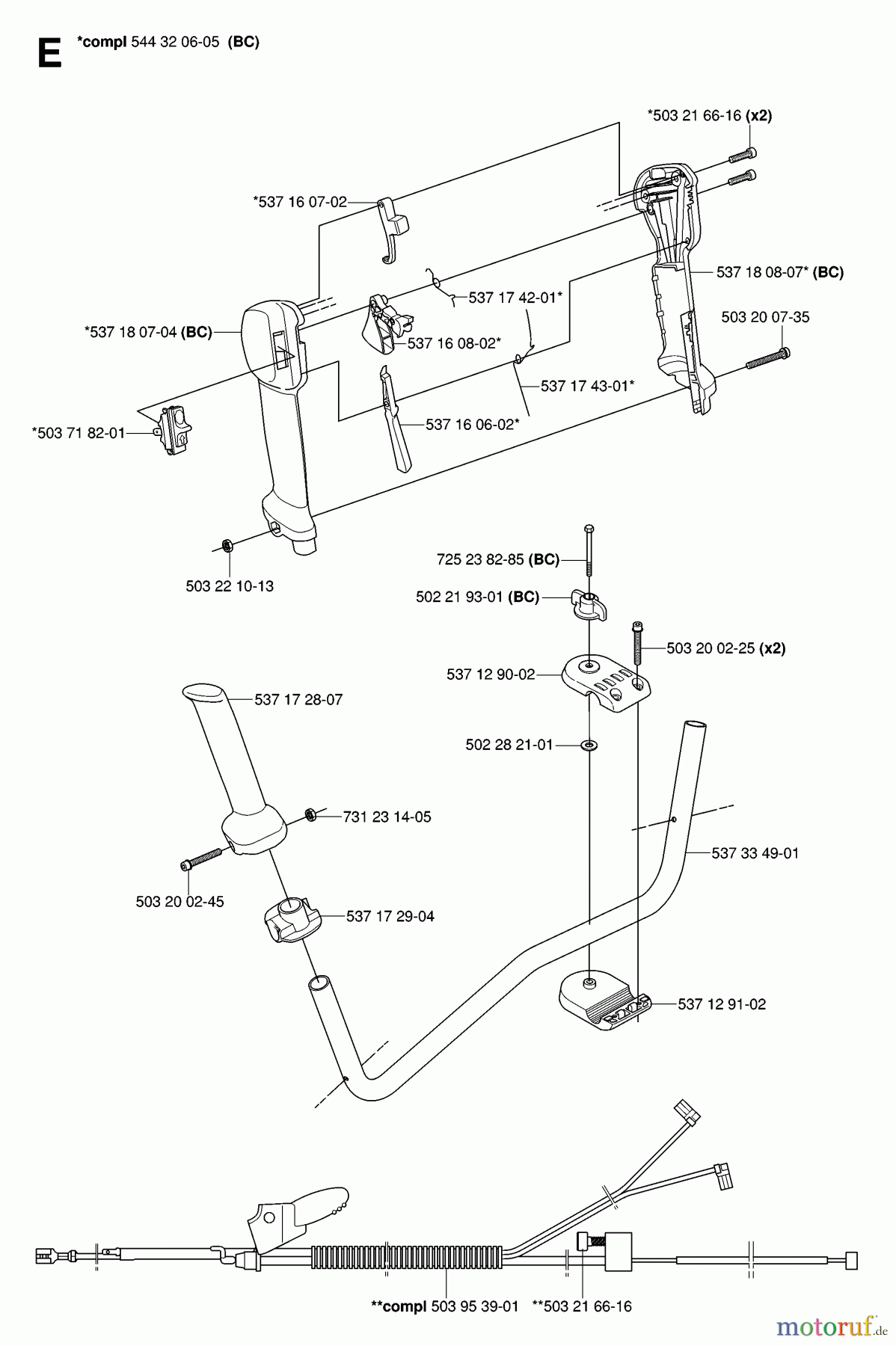  Jonsered Motorsensen, Trimmer BC2145 - Jonsered Brushcutter (2006-10) HANDLE CONTROLS #2