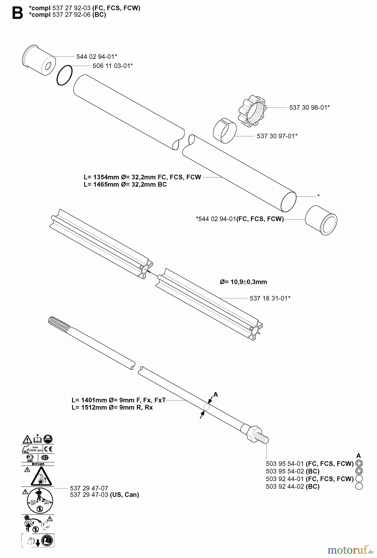  Jonsered Motorsensen, Trimmer BC2145 - Jonsered Brushcutter (2006-01) SHAFT