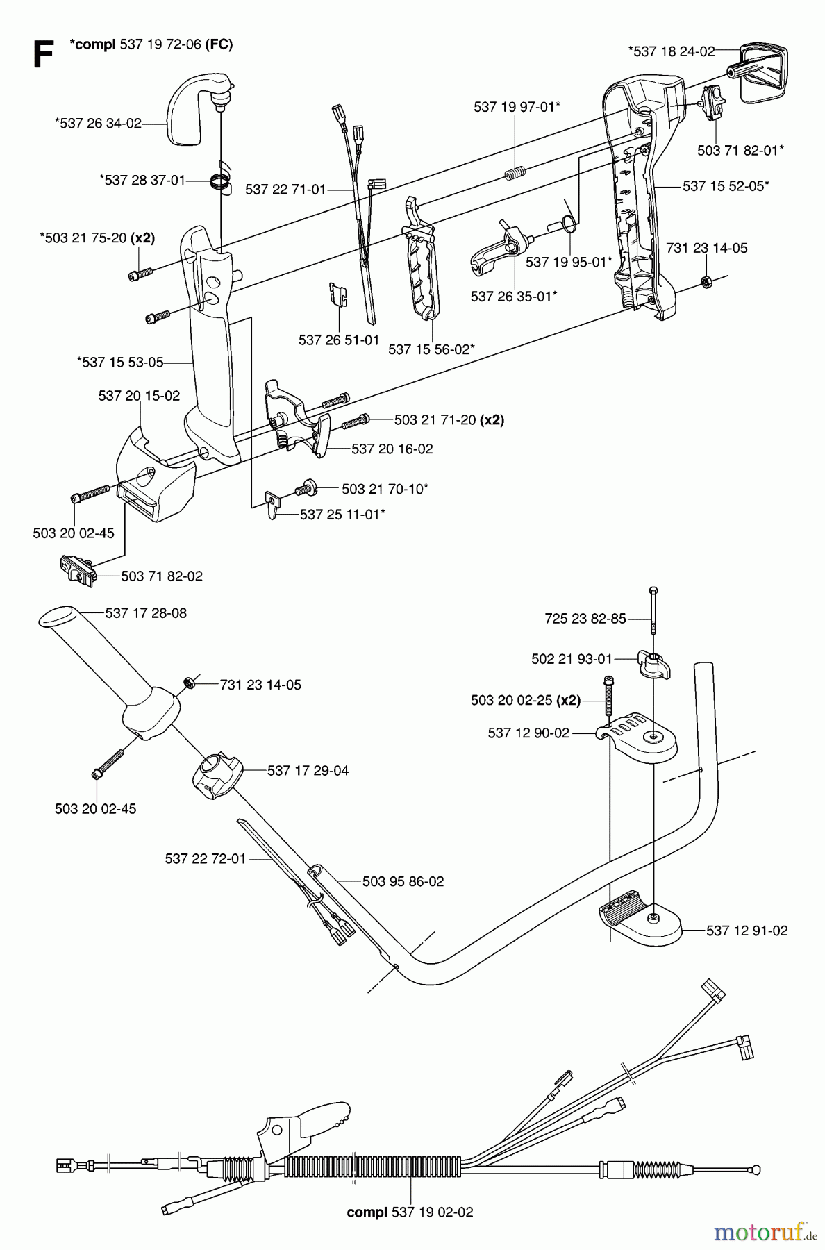  Jonsered Motorsensen, Trimmer BC2145 - Jonsered Brushcutter (2006-10) HANDLE CONTROLS #1